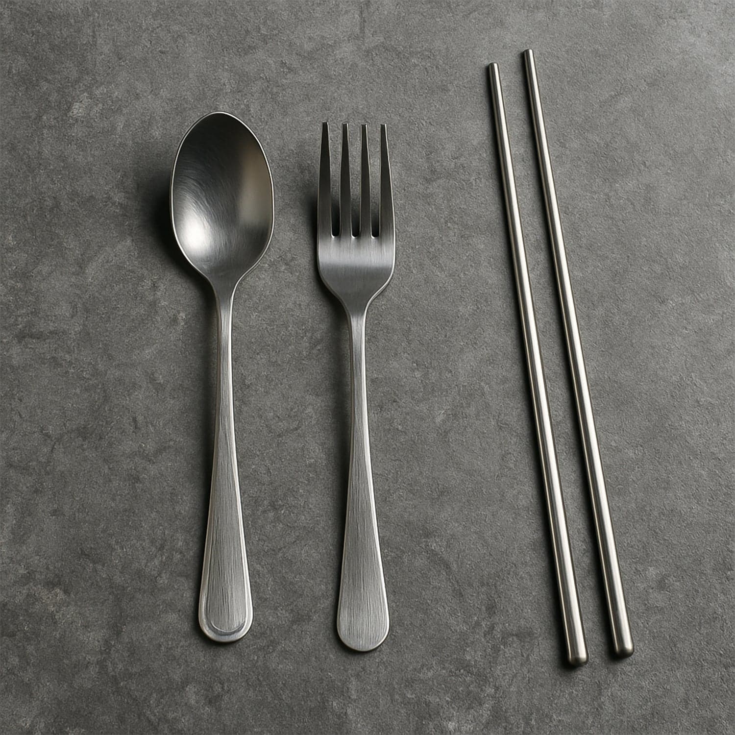 Ss Spoon Fork Pair Of Chopsticks Set thumbnail 2