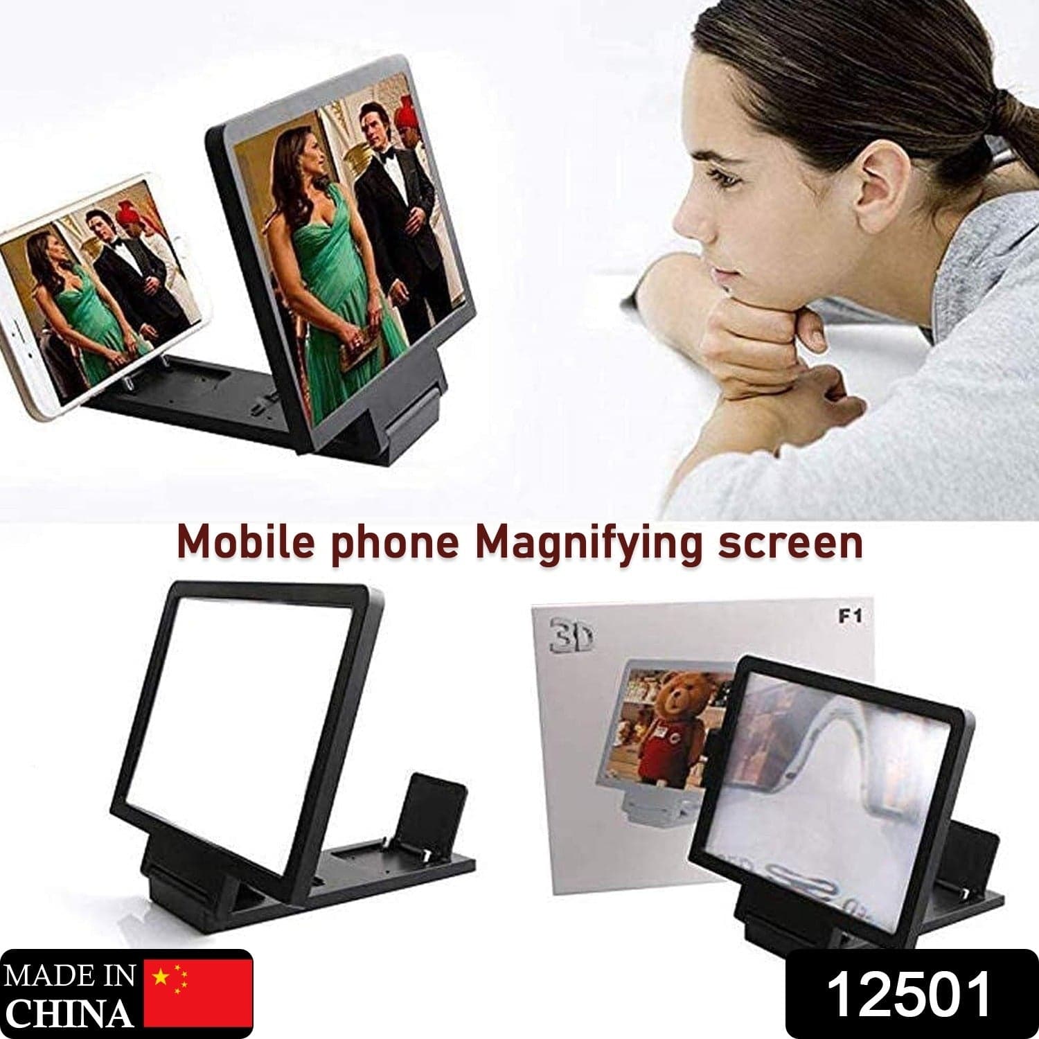 3D Phone Screen Magnifier Video Screen Amplifier Expander Holder Bracket for Mobile Phone Screen Zoom Display (1 Pc) thumbnail 2