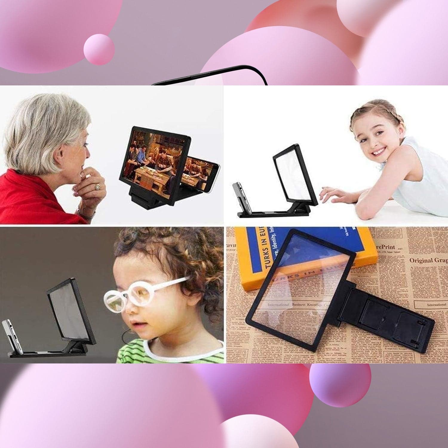 3D Phone Screen Magnifier Video Screen Amplifier Expander Holder Bracket for Mobile Phone Screen Zoom Display (1 Pc) thumbnail 3