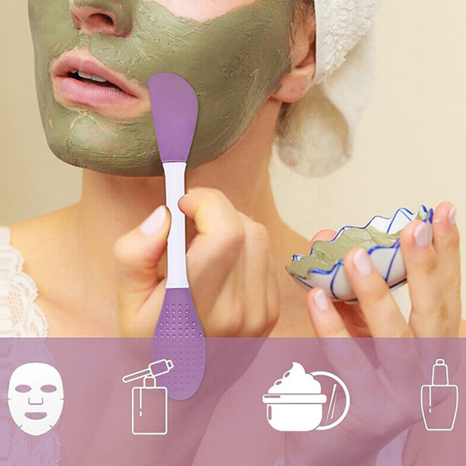 Double-Headed Silicone Mask Brush of Facial Cleansing & Mask Application Tool (1 Pc) thumbnail 3
