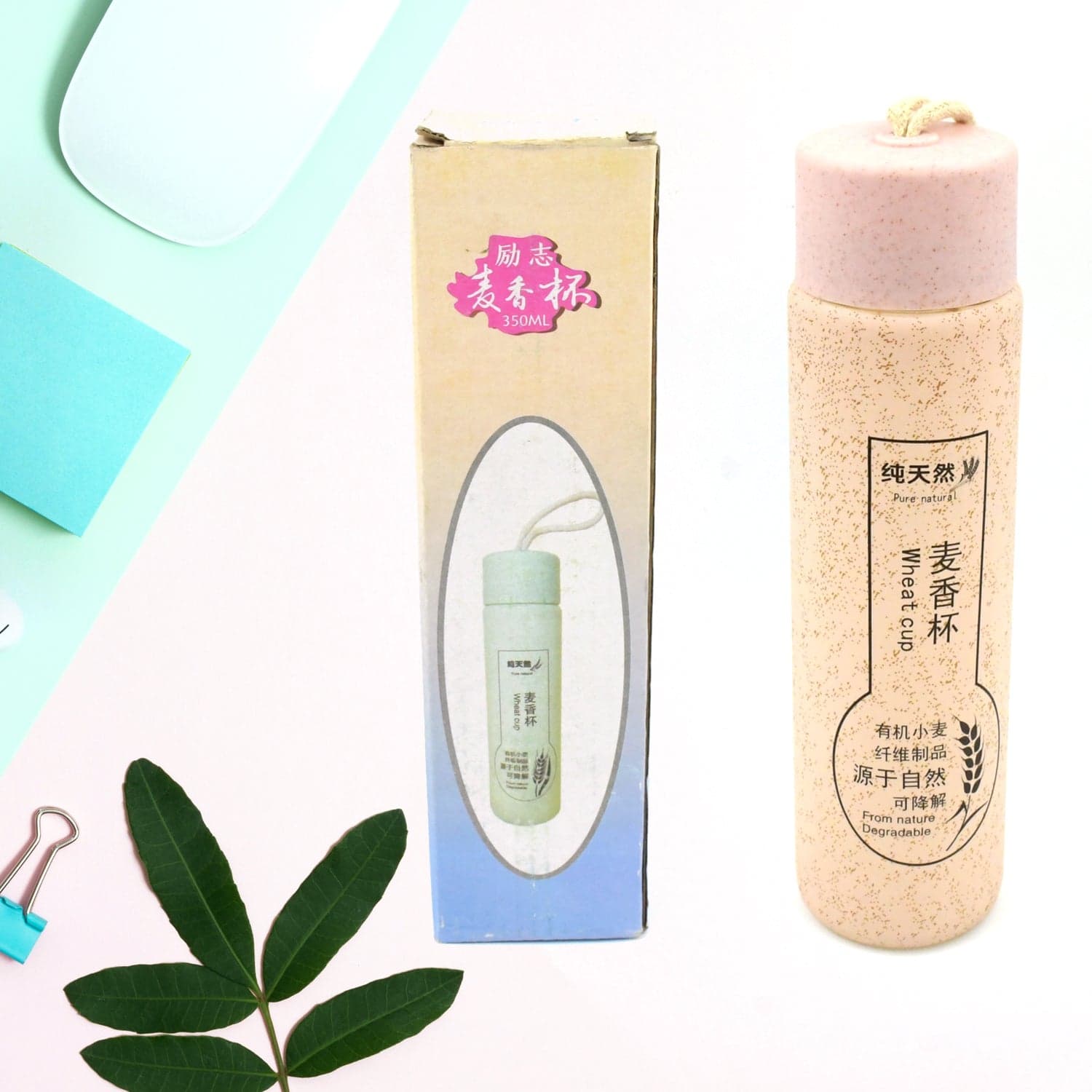 350ml Leak Proof Glass Water Bottle - Hot & Cold, BPA Free, Travel thumbnail 3