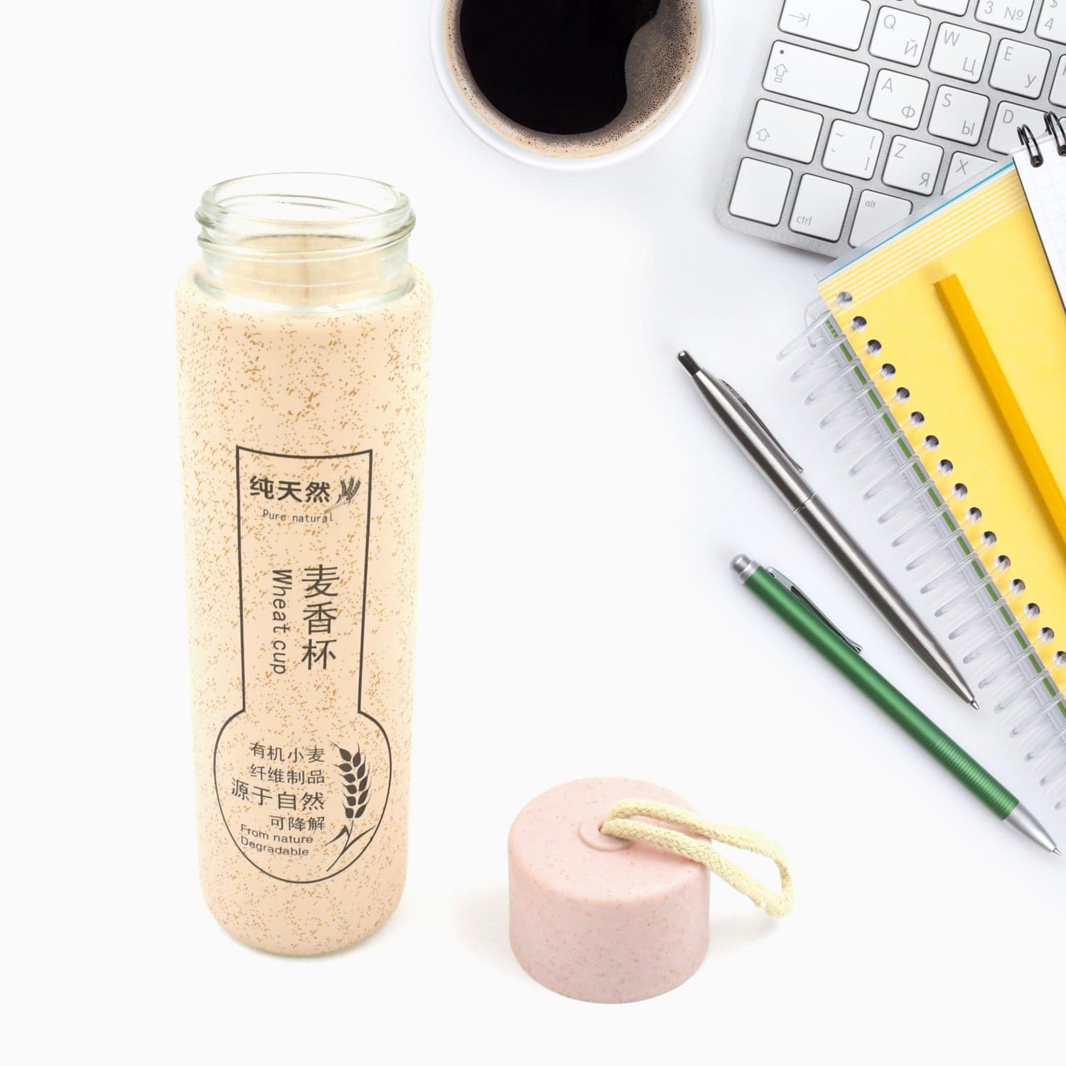 350ml Leak Proof Glass Water Bottle - Hot & Cold, BPA Free, Travel thumbnail 5
