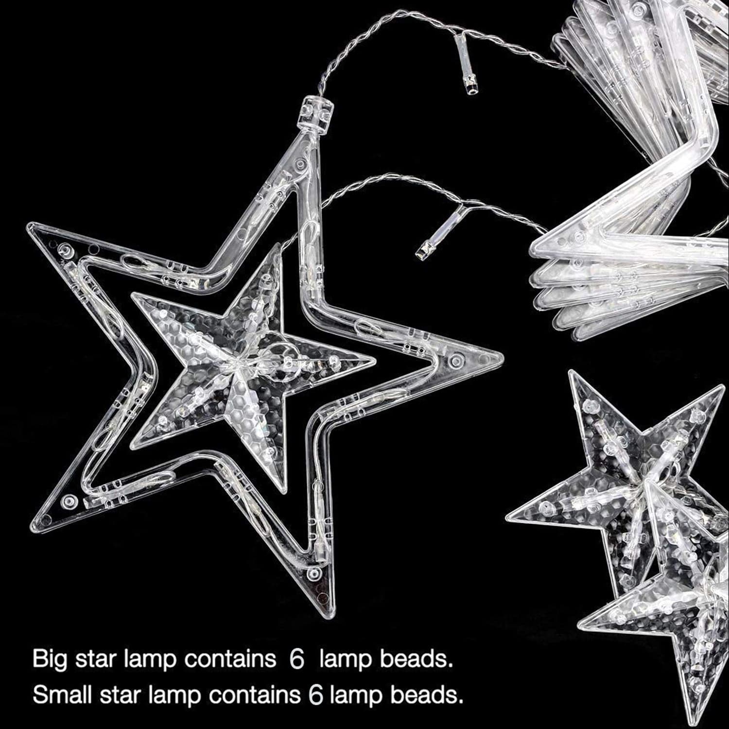 12 Stars Curtain String Lights, Window Curtain Lights With 8 Flashing Modes Decoration For Festivals-11 thumbnail 11