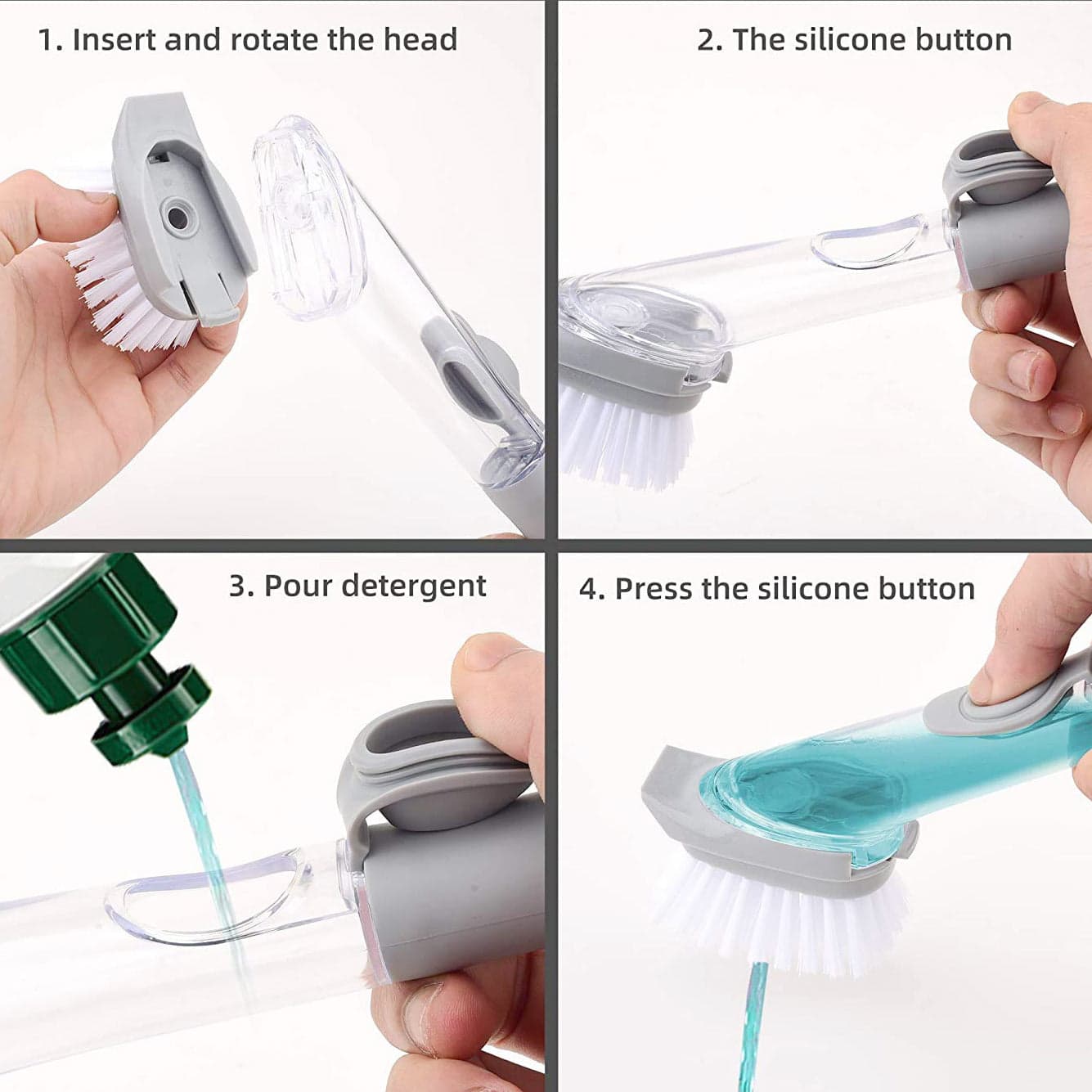 Home & Kitchen Cleaning Brushes, Scrubber, Soap Dispenser Scrub Brush For Pans Pots And Bathtub Sink (5 In 1) thumbnail 3