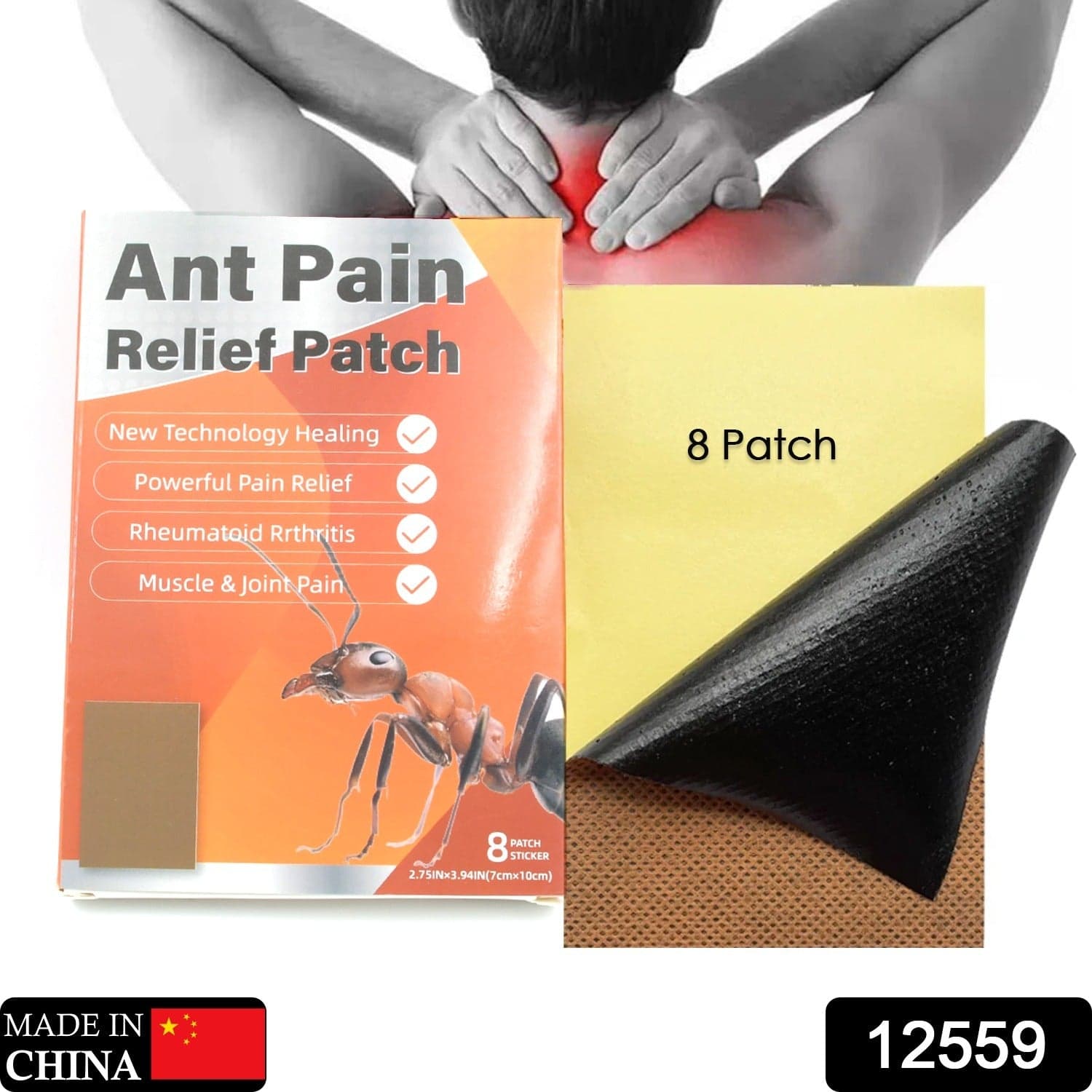 Ant Pain Relief Patch - Pack Of 8 Patches | Instant Relief From Muscular Pain & Joint Pain| Natural Pain Relief Patches | Powerful Pain Relief thumbnail 2