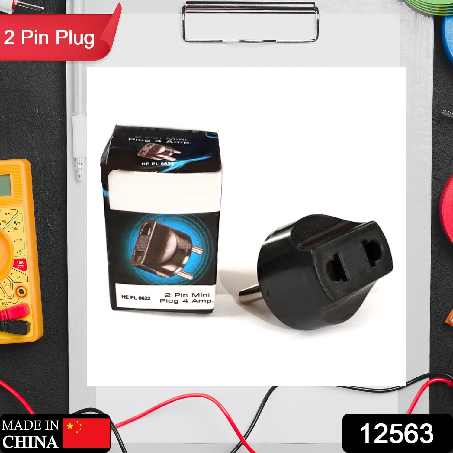 2 Pin 4 Amp. Conversion Electrical Connector Plug, 2 Pin Plug Converter, Plug Adapter With Color Box (1 Pc ) thumbnail 2