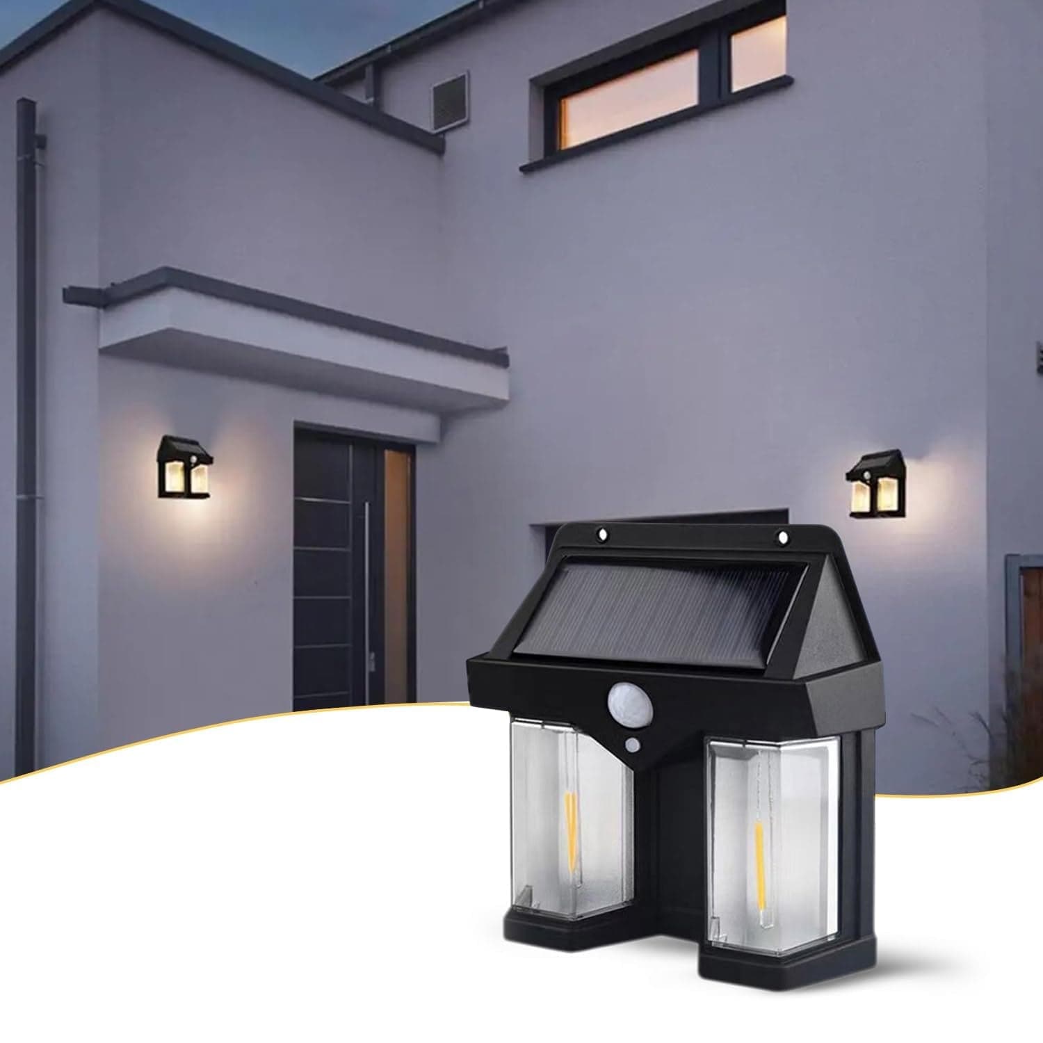 Outdoor Solar Wall Lamp Outdoor Waterproof High Quality Lamp Induction Garden Lamp Garden Villa Night Lamp Double Lamp Light (1 Pc) thumbnail 1