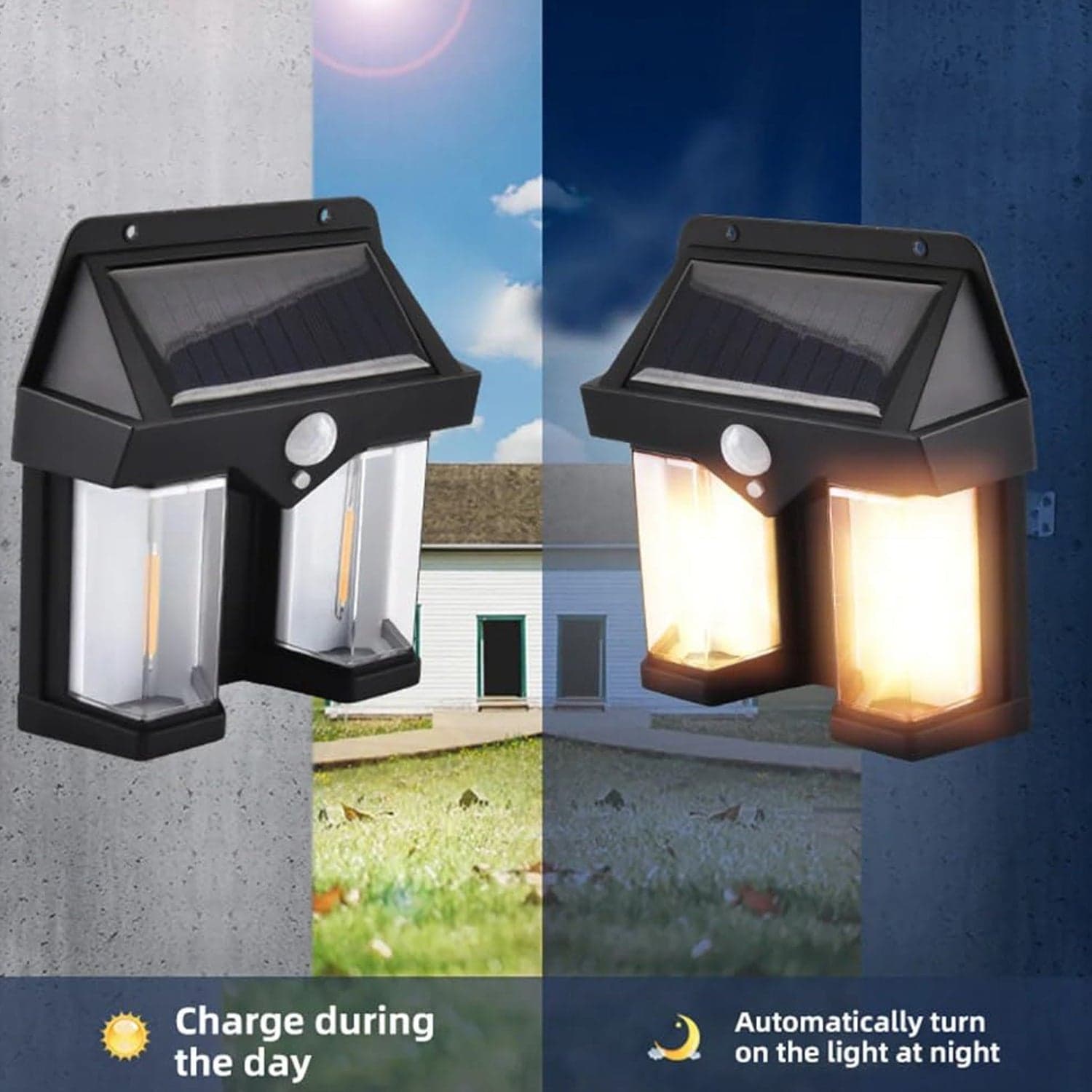 Outdoor Solar Wall Lamp Outdoor Waterproof High Quality Lamp Induction Garden Lamp Garden Villa Night Lamp Double Lamp Light (1 Pc) thumbnail 8