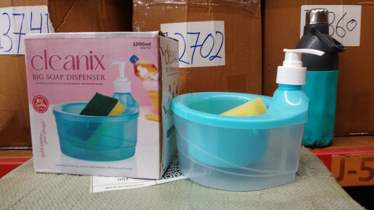 2-in-1 Double Layer Liquid Soap Dispenser with Pump & Sponge of Practical Kitchen & Hotel Sink Soap Pump Bottle (Rectangle) thumbnail 11
