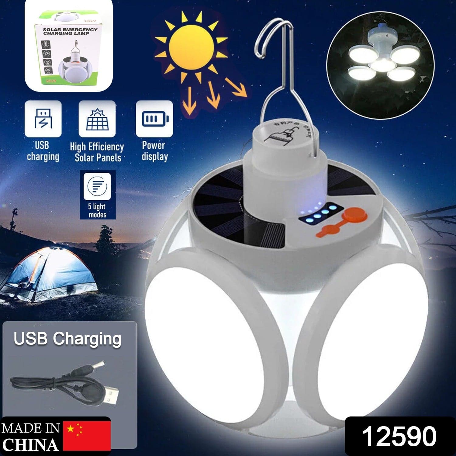 Solar Multi-Functional Emergency Led Light Of Usb Rechargeable thumbnail 2