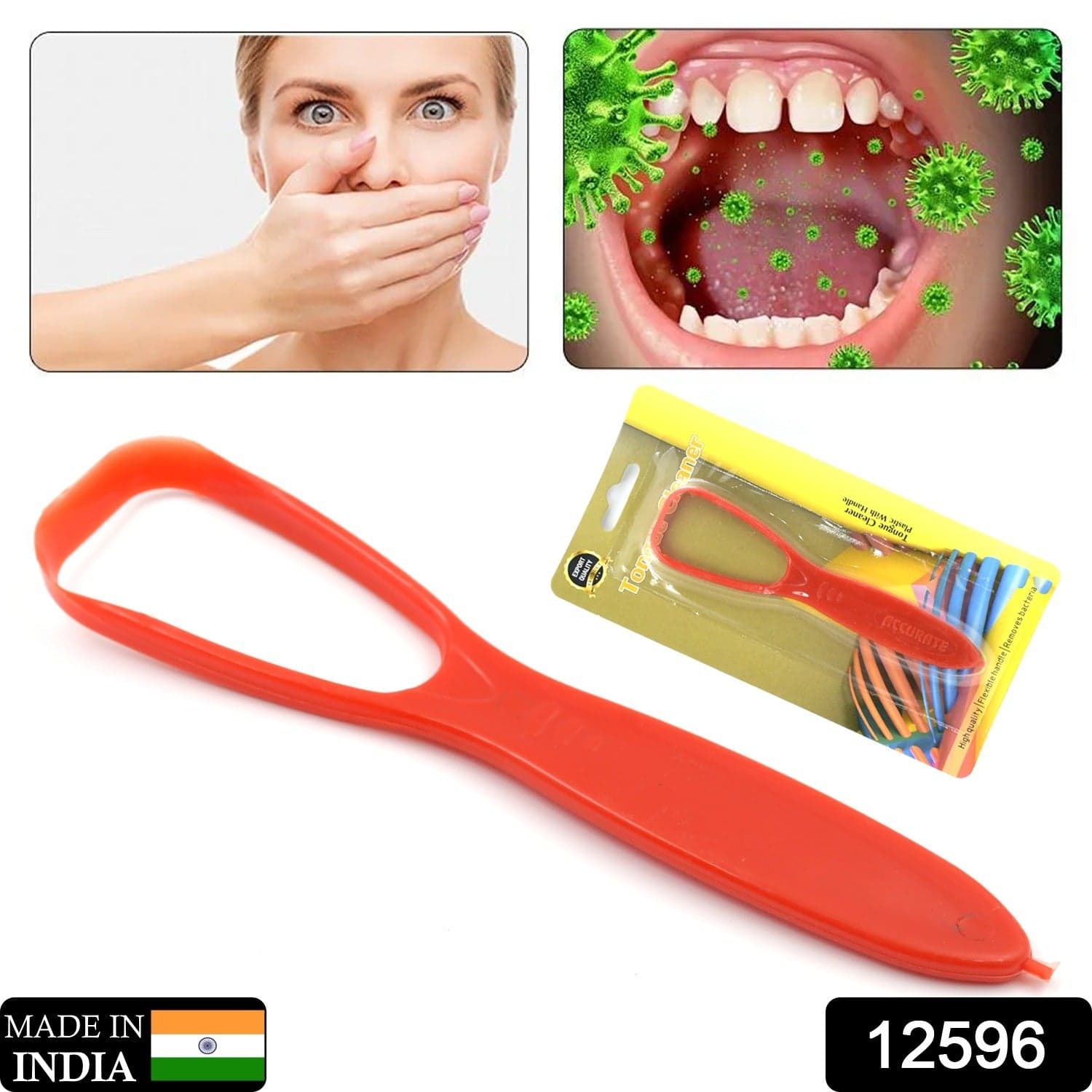 Plastic Tongue Cleaner For Kids & Adults | Tongue Scraper For Bad Breath ID-12596 thumbnail 2