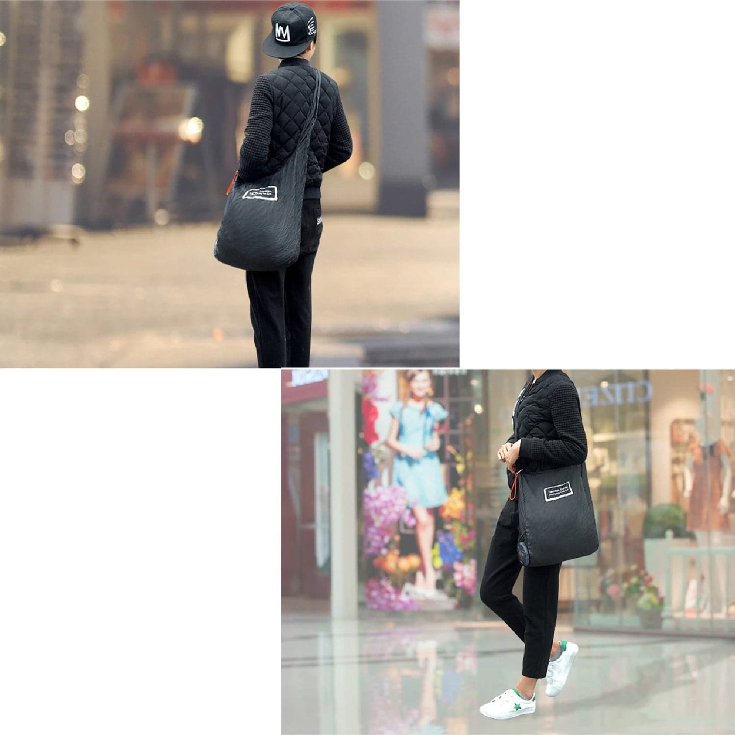 Reusable Grocery Bag, Fordable And Portable Shopping Bag, Nylon Grocery Bag Roll Up In Small Case thumbnail 3