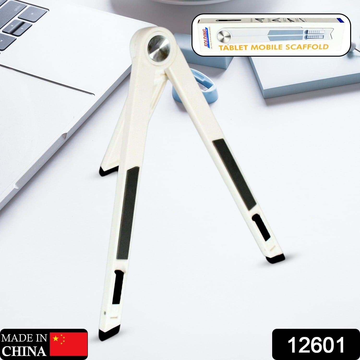 Slim Tablet Mobile Stand Adjustable Foldable Tablet Stand Scaffold (1 Pc) ID-12601 thumbnail 2