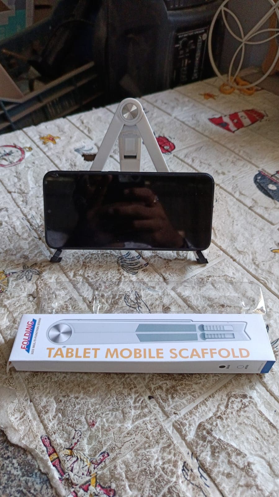 Slim Tablet Mobile Stand Adjustable Foldable Tablet Stand Scaffold (1 Pc) ID-12601 thumbnail 7
