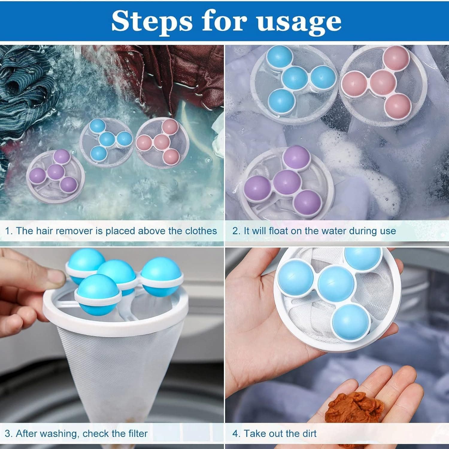 Floating Laundry Ball Lint Catcher of Reusable Hair & Fur Filter (1 Pc) thumbnail 4