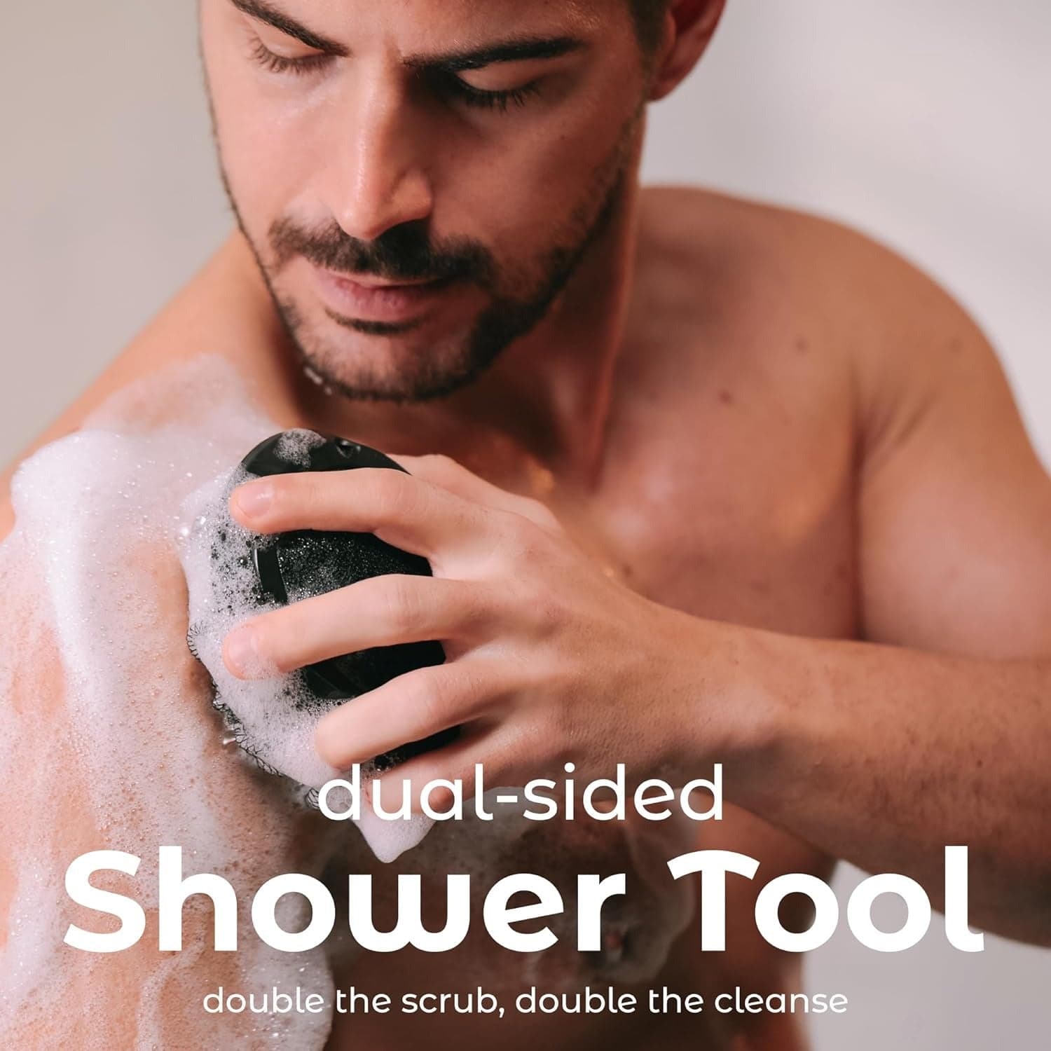 Shower Tool Duo 2-1 Shower Loofah Sponge And Exfoliating Body Scrubber For Showering thumbnail 4