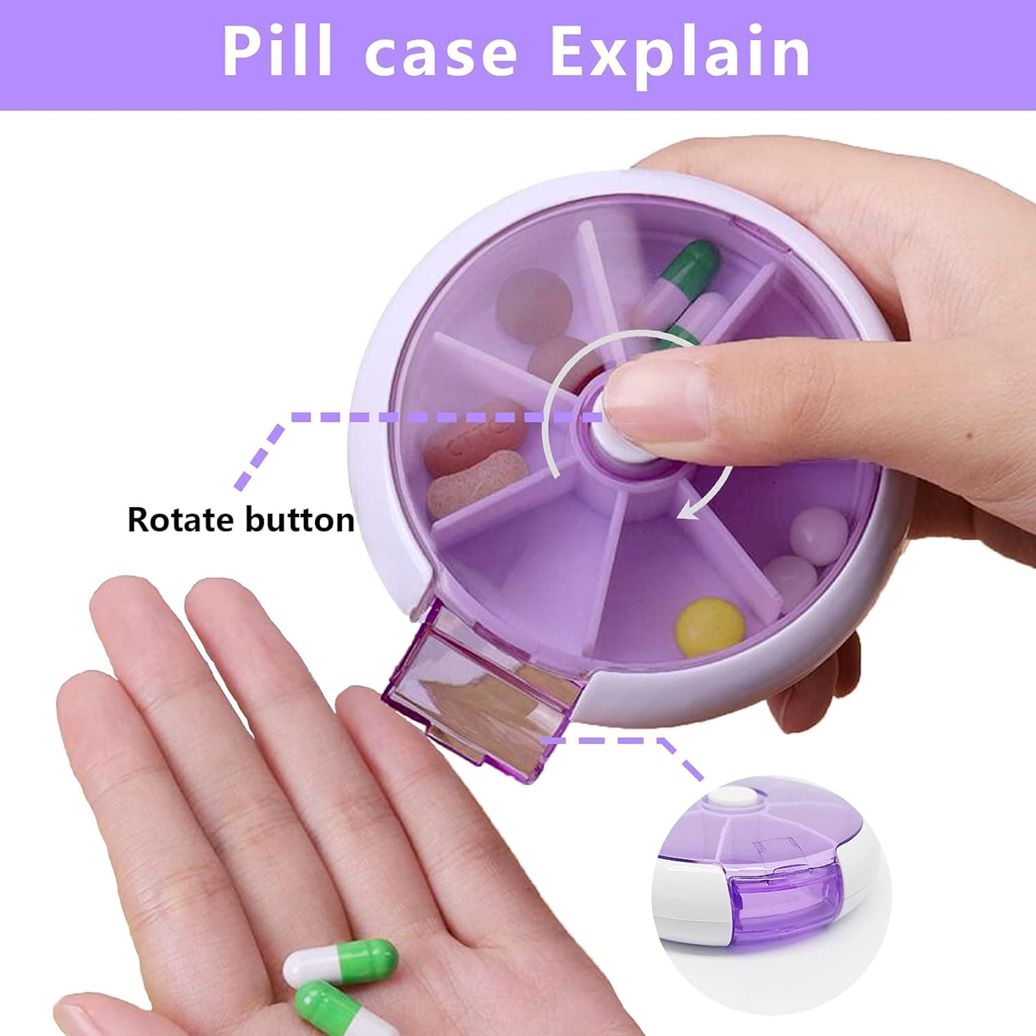 Cute 7-Day Pill Box Dispenser of Portable 7-Grid Medicine Organizer (1 Pc) thumbnail 5