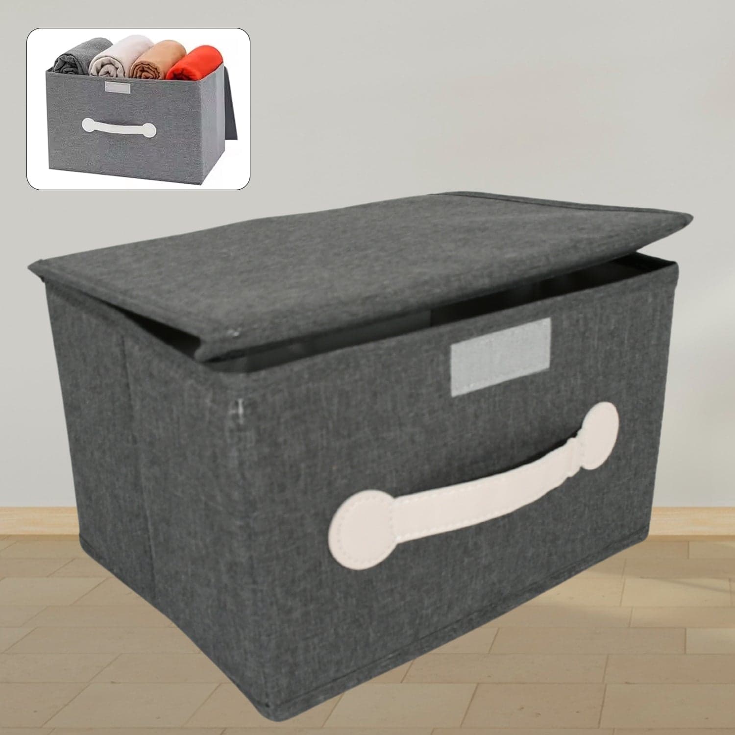 Small Foldable Storage Box With Lid And Handles thumbnail 1