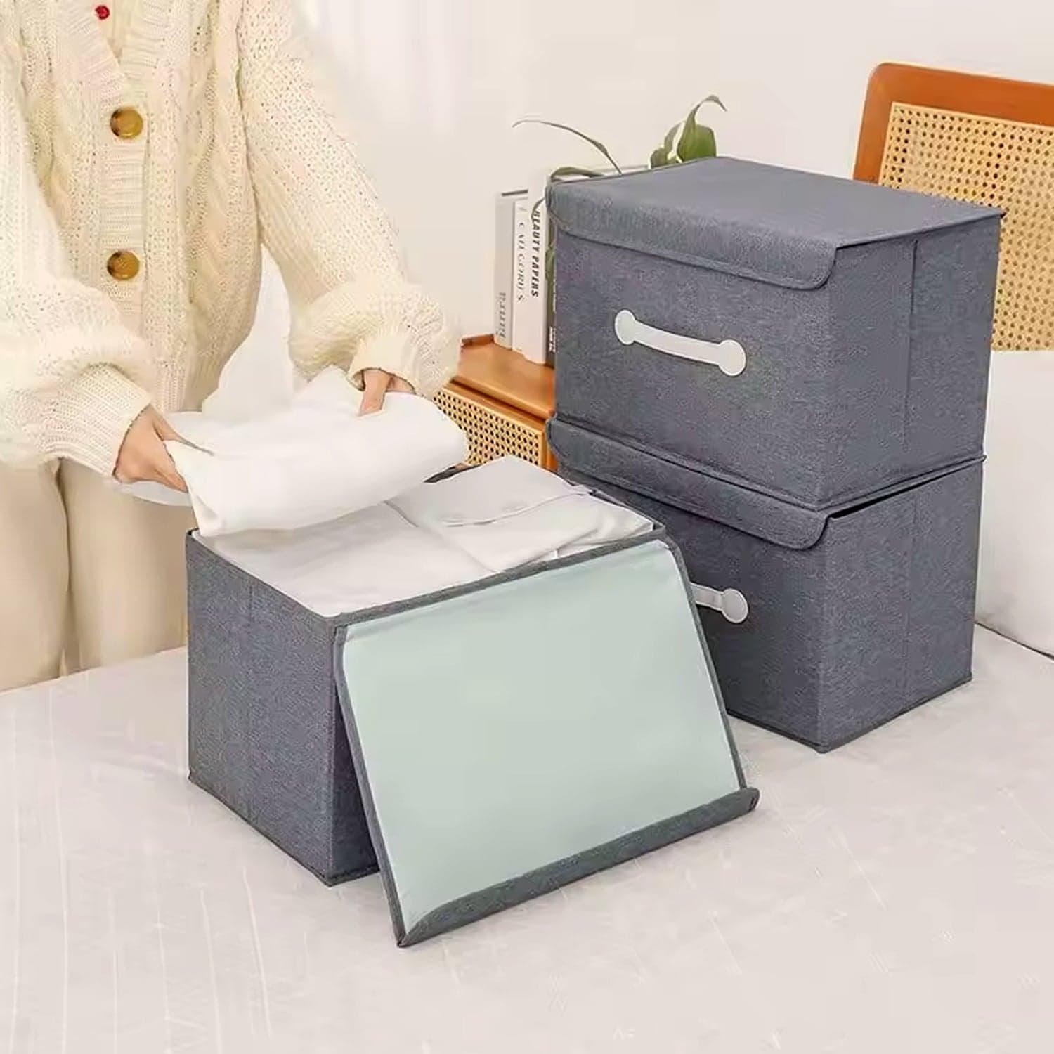 Small Foldable Storage Box With Lid And Handles thumbnail 5