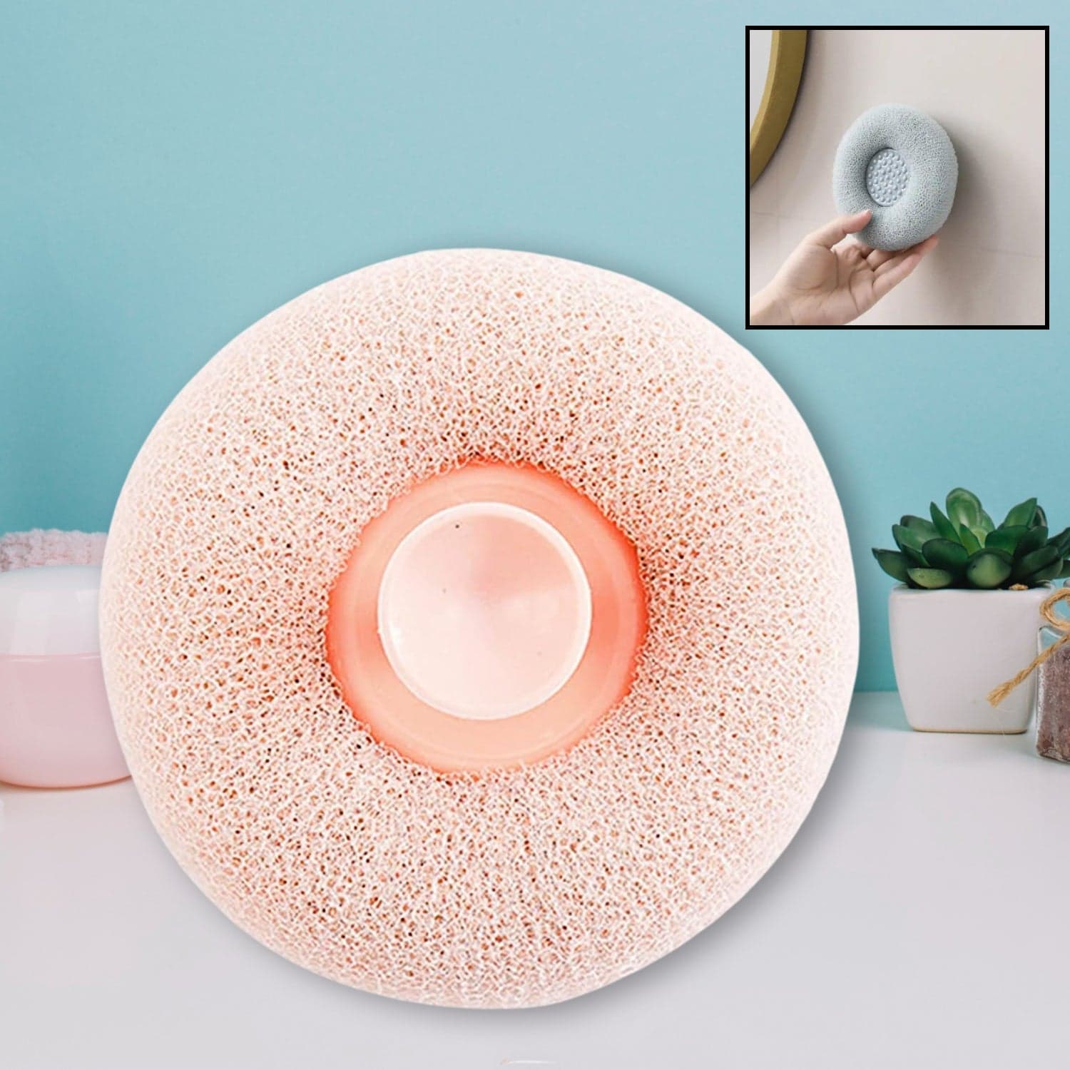 Flower Bath Sponge - Super Soft Body Exfoliator with Suction Cup for Shower & Massage thumbnail 1