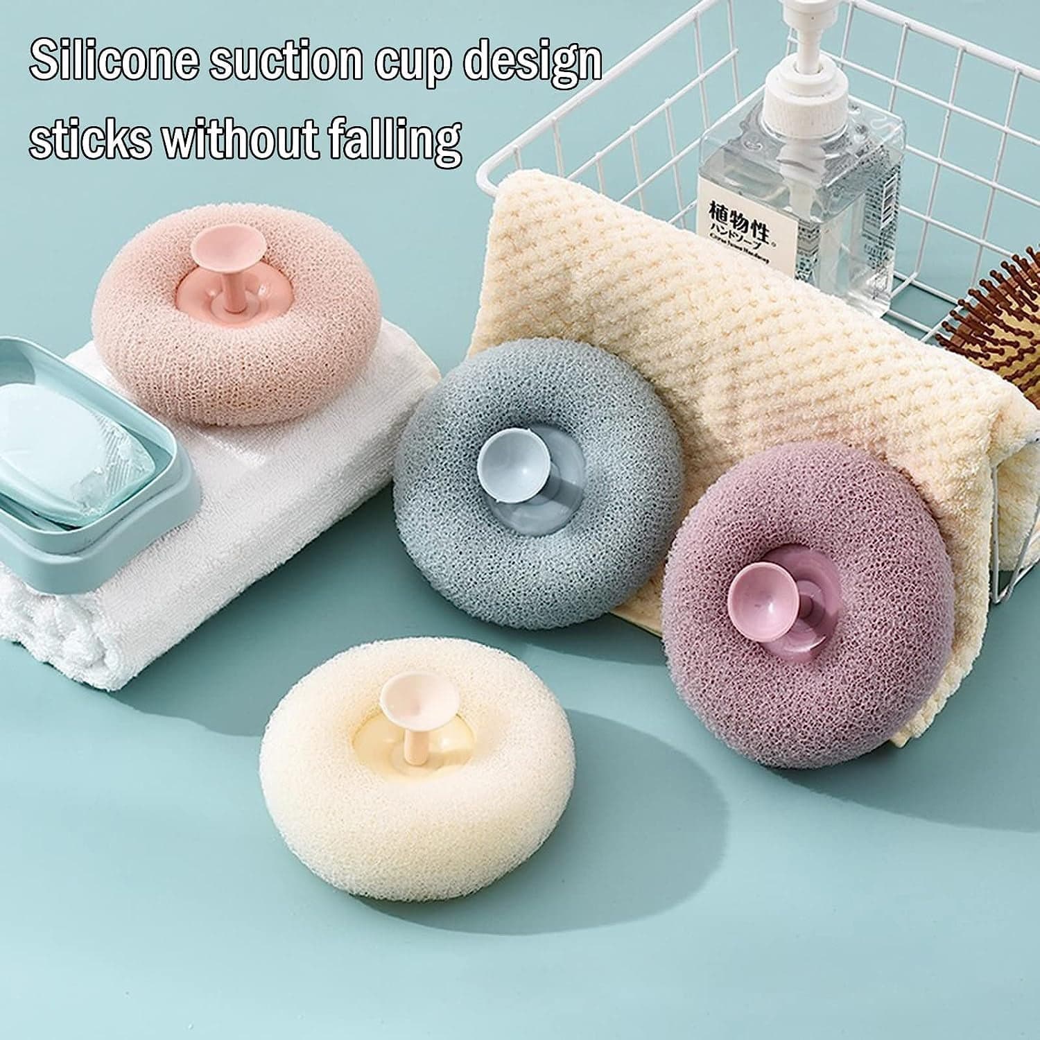 Flower Bath Sponge - Super Soft Body Exfoliator with Suction Cup for Shower & Massage thumbnail 5