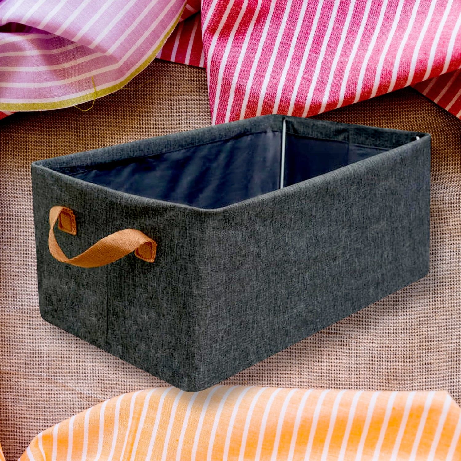 Foldable Storage Box Handles, Cotton And Linen Storage Bins And Baskets Organizer For Nursery, Closet, Bedroom, Home (45 Cm) thumbnail 3