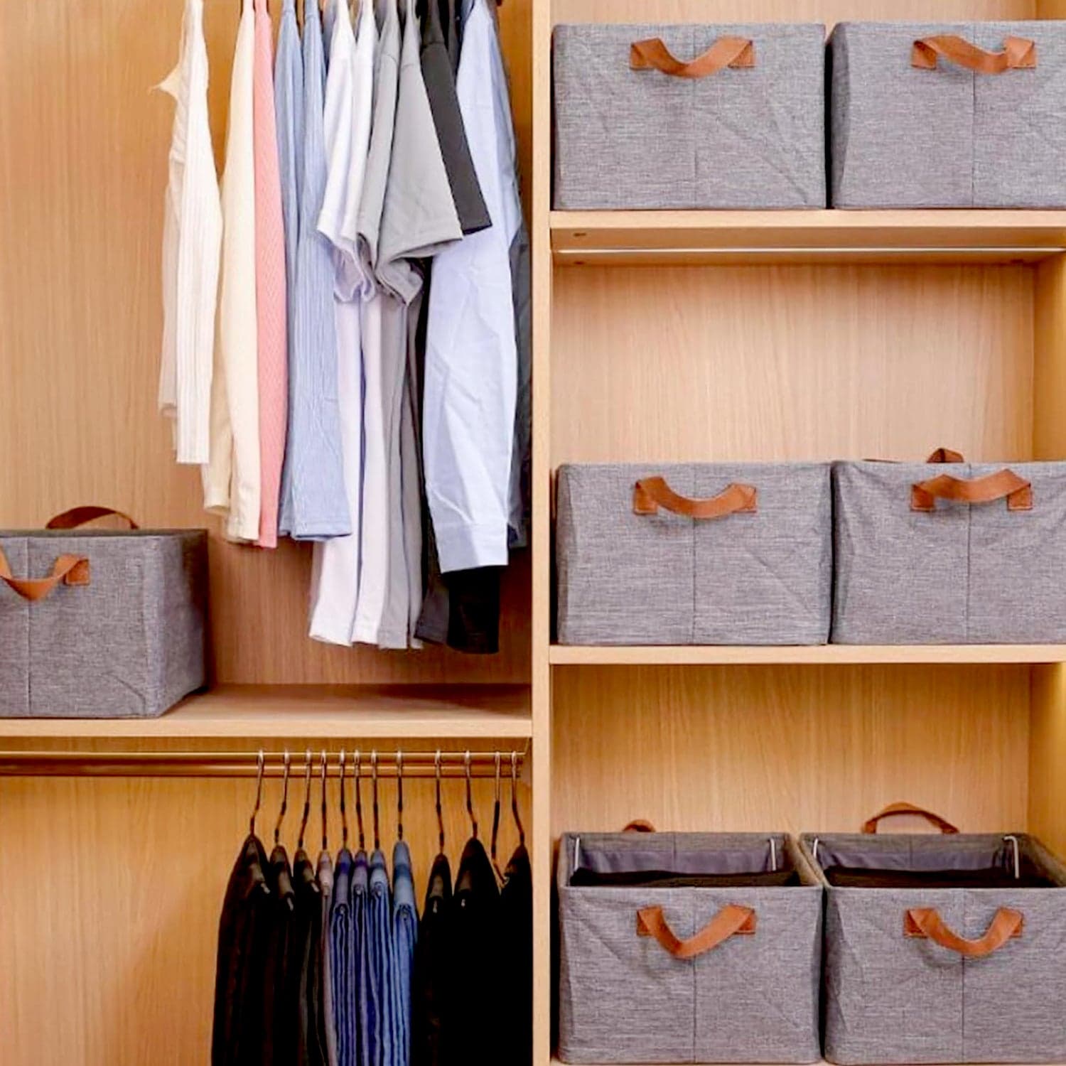 Foldable Storage Box Handles, Cotton And Linen Storage Bins And Baskets Organizer For Nursery, Closet, Bedroom, Home (45 Cm) thumbnail 5