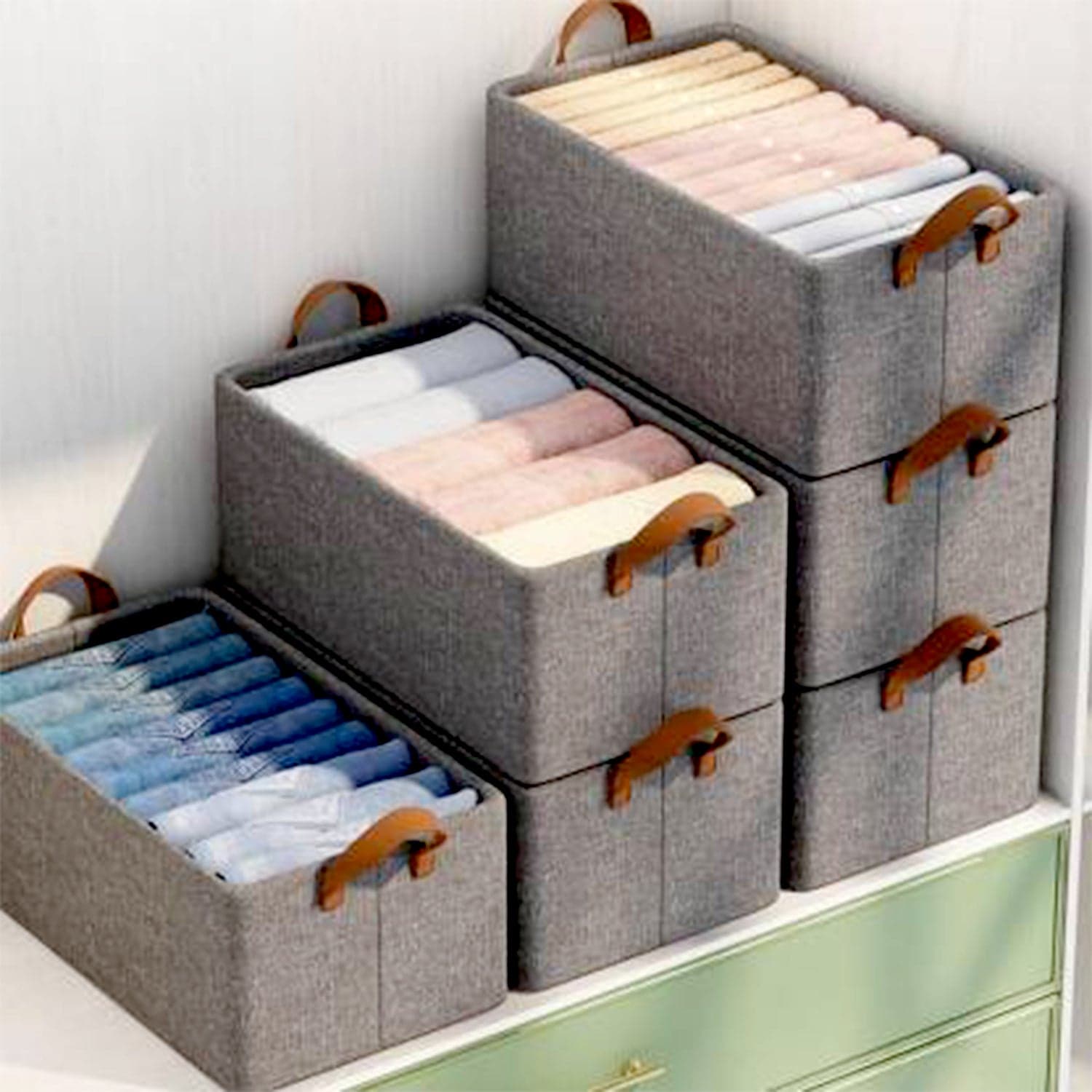 Foldable Storage Box Handles, Cotton And Linen Storage Bins And Baskets Organizer For Nursery, Closet, Bedroom, Home (45 Cm) thumbnail 6