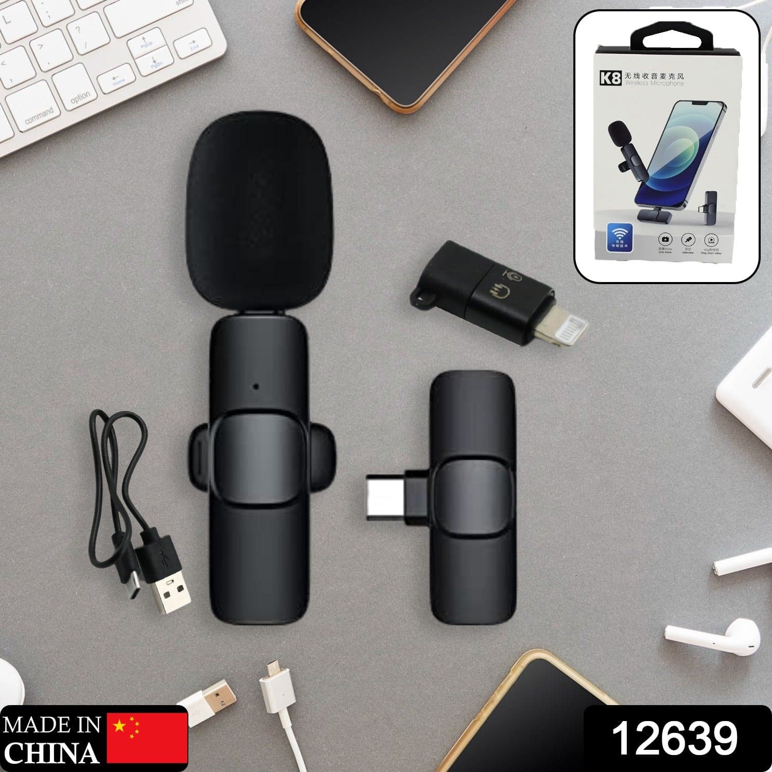 Intelligent Noise Cancelling Live Streaming Clip on Microphone for Type-C & for iPhone with Charging Mini Wireless Lapel Collar Microphone thumbnail 2