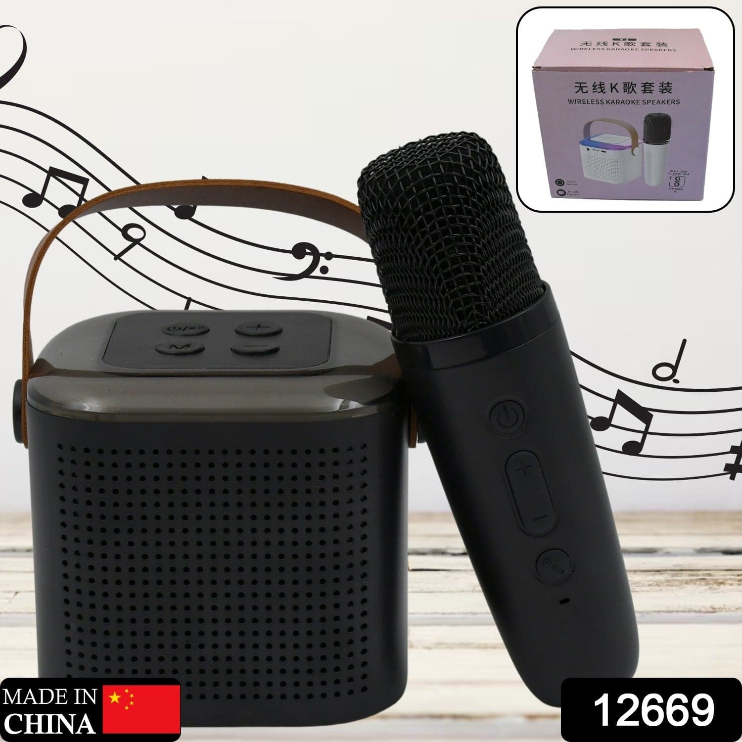 Wireless Speaker Microphone Set, Rgb Light Support Memory Card Portablekaraoke Machine Perfect For Travel Tv thumbnail 2