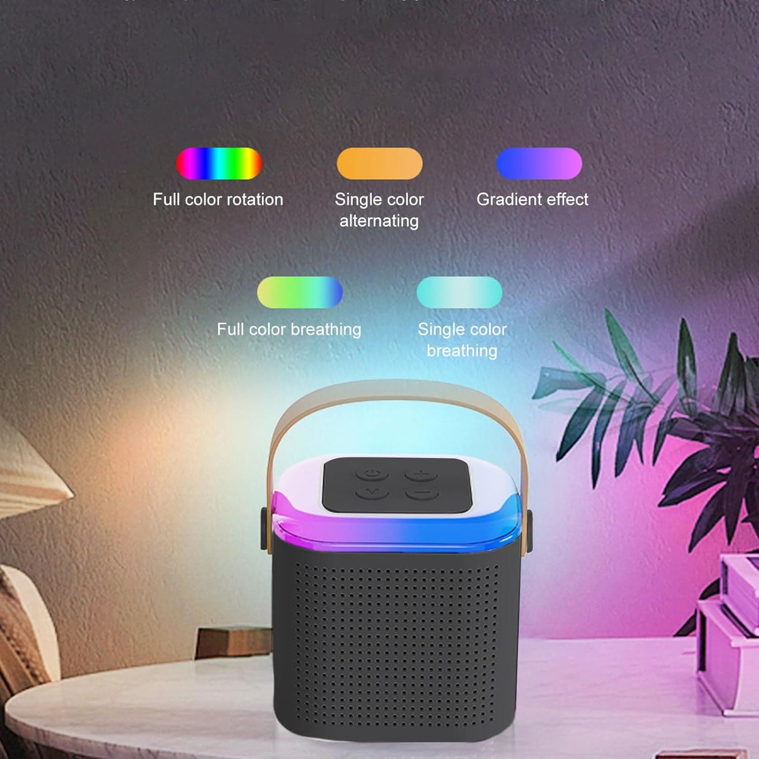 Wireless Speaker Microphone Set, Rgb Light Support Memory Card Portablekaraoke Machine Perfect For Travel Tv thumbnail 5