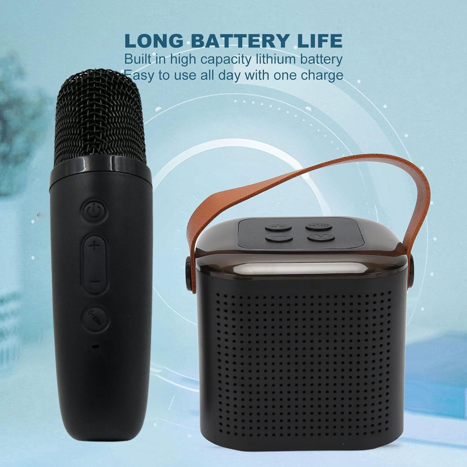 Wireless Speaker Microphone Set, Rgb Light Support Memory Card Portablekaraoke Machine Perfect For Travel Tv thumbnail 7