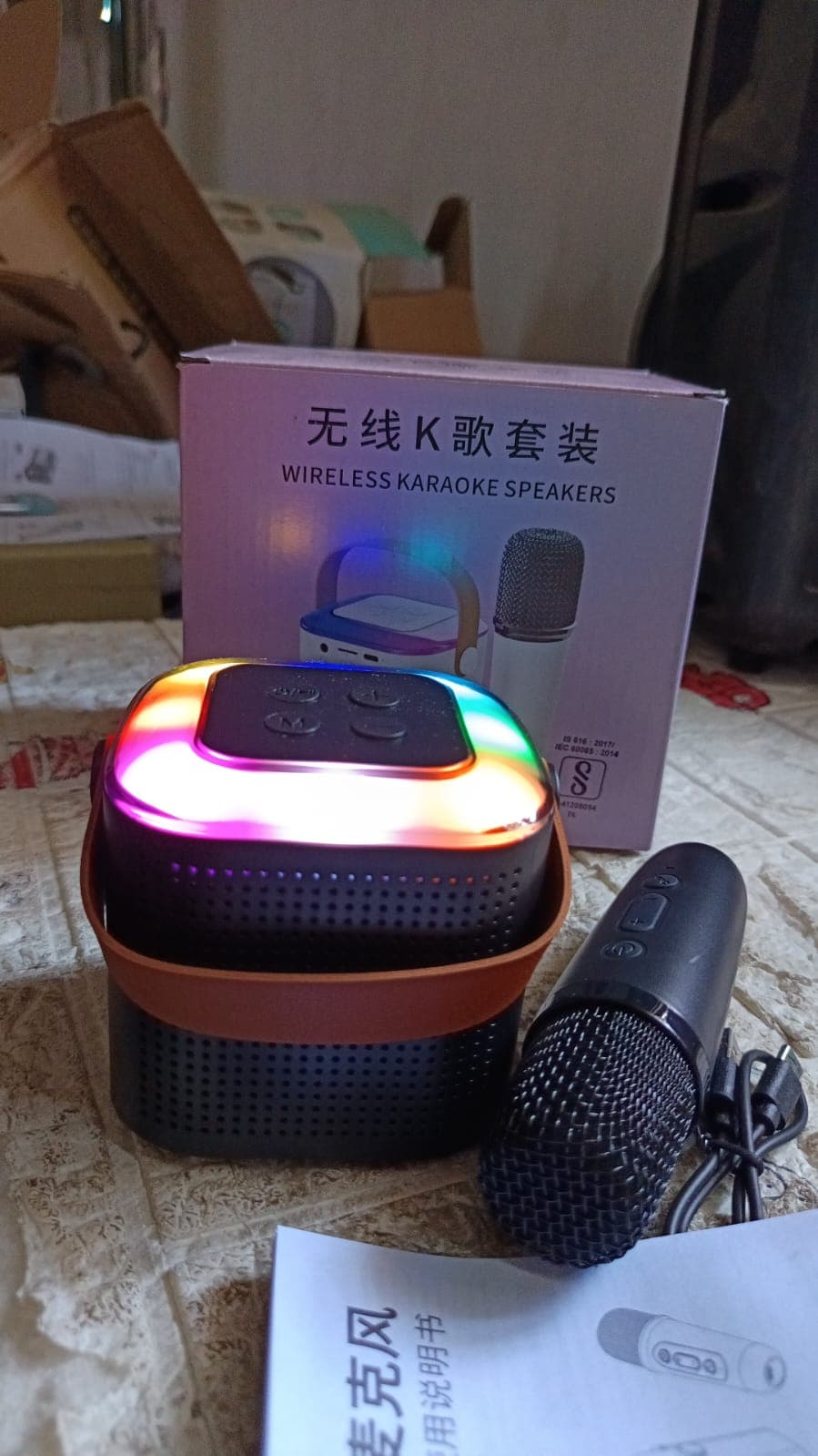 Wireless Speaker Microphone Set, Rgb Light Support Memory Card Portablekaraoke Machine Perfect For Travel Tv thumbnail 8