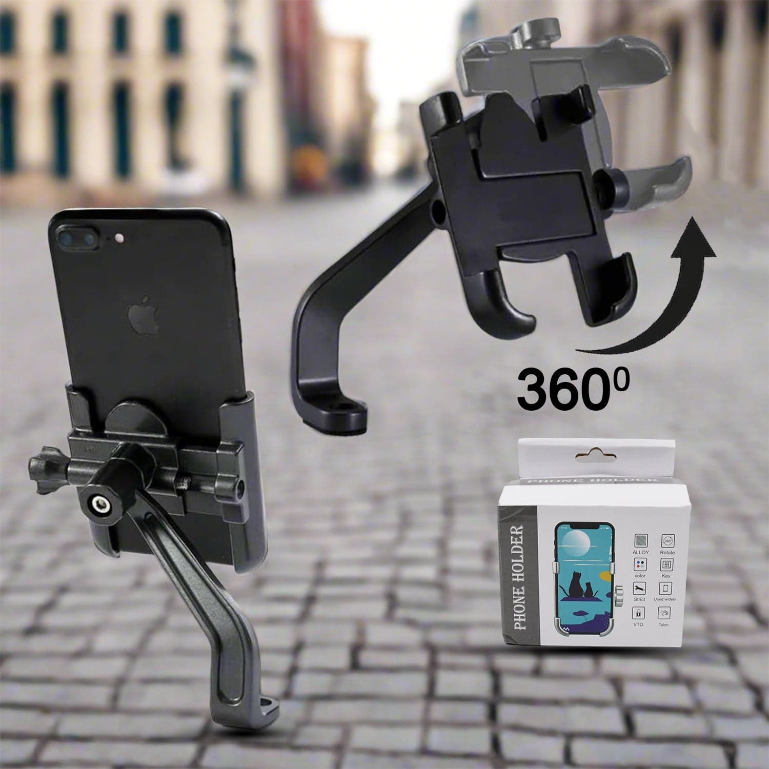 Full Metal Body Bike & Scooty 360 Degree Rotating Mobile Holder Stand For Bicycle thumbnail 3