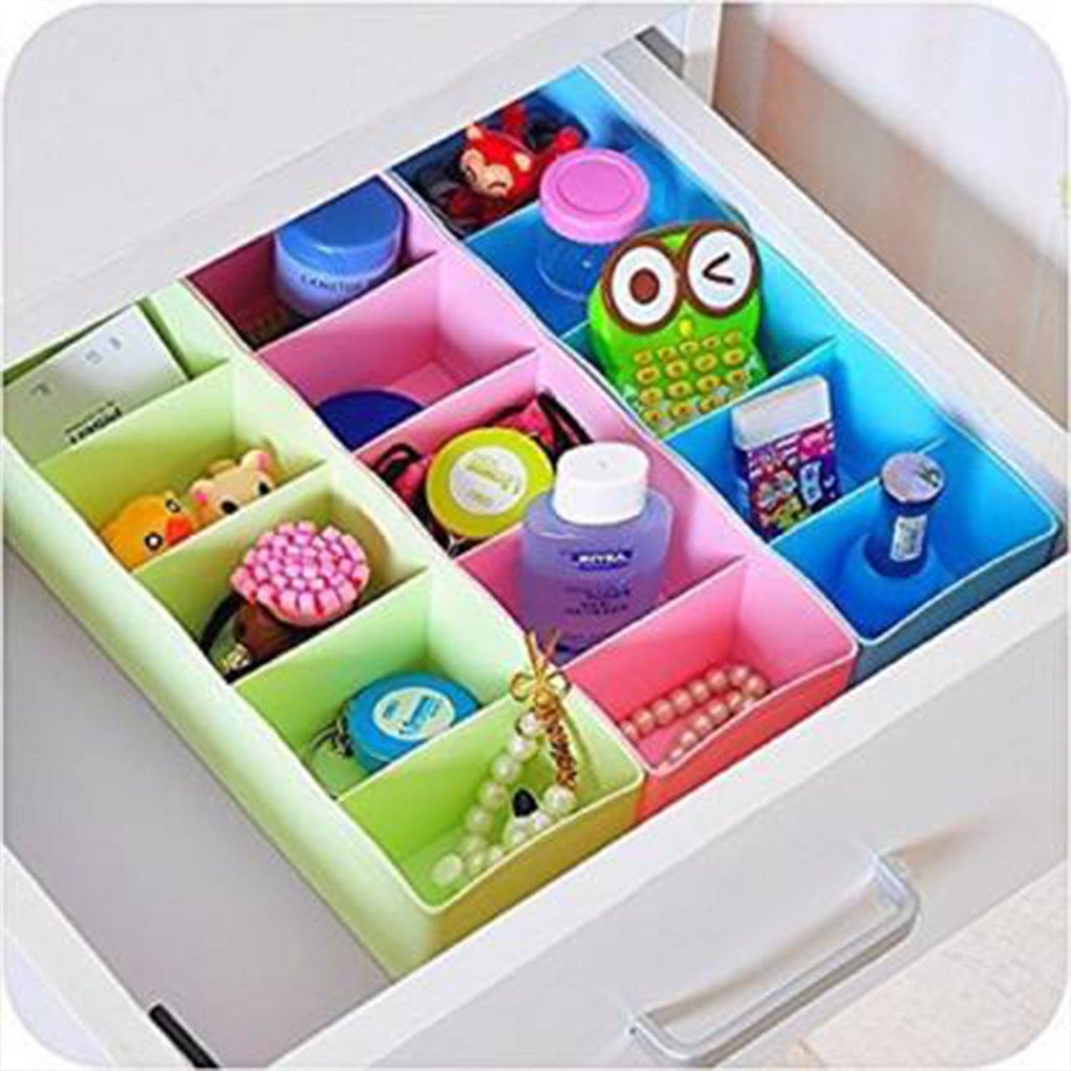 Desktop Storage Organizer Box Set - 5 Grid Compartments For Clothing thumbnail 1