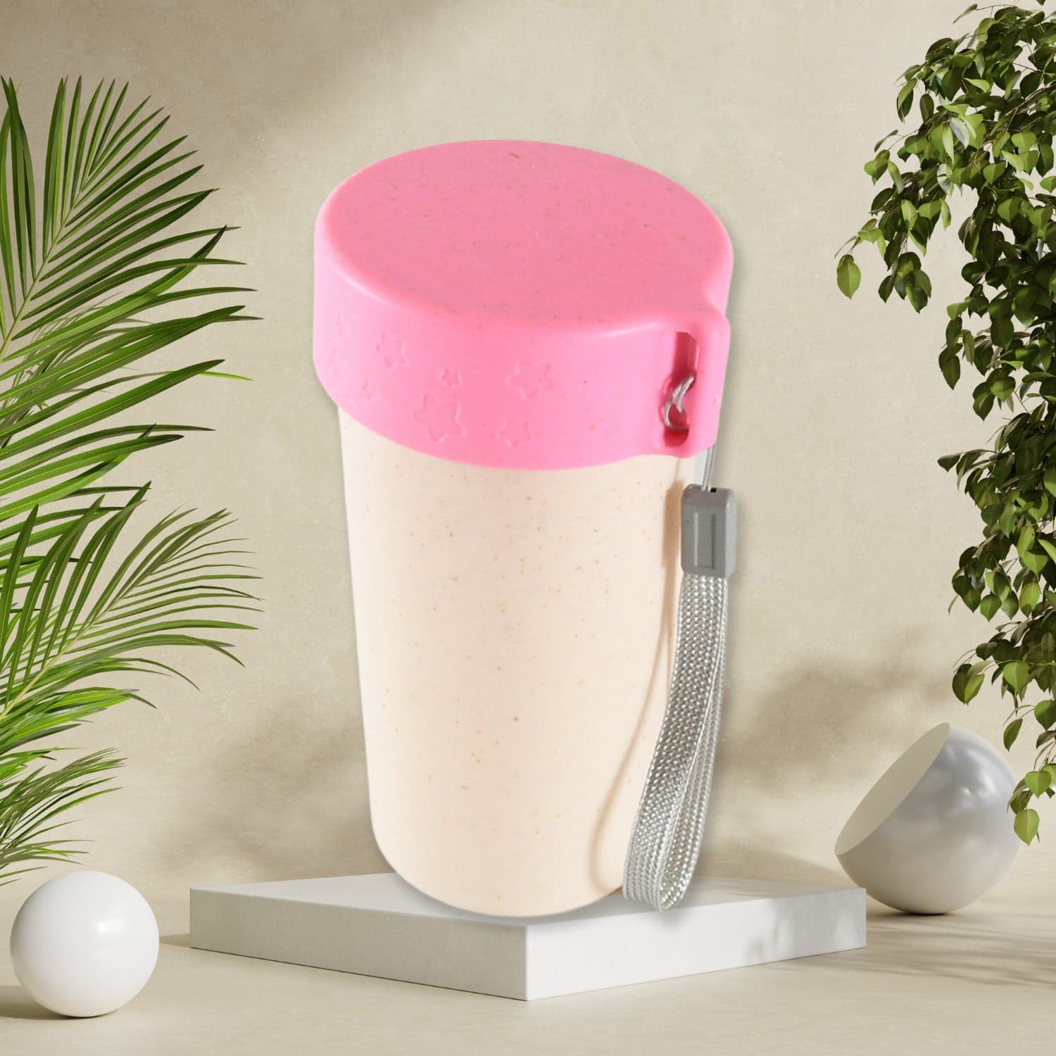 Travel Coffee Cup Portable Water Bottle Wheat Straw Coffee Tea Mug Coffee Mug with Lids for Coffee Tea (300 ML Approx) thumbnail 6