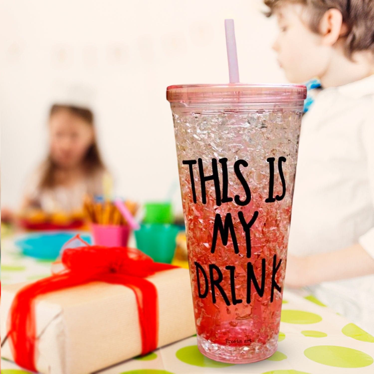 Plastic Creative Cold Drink Cup, Reusable Tea Coffee Tumbler With Lid And Straw, Double Wall Plastic Drinking Sport Bottle, Travel Tumbler thumbnail 1
