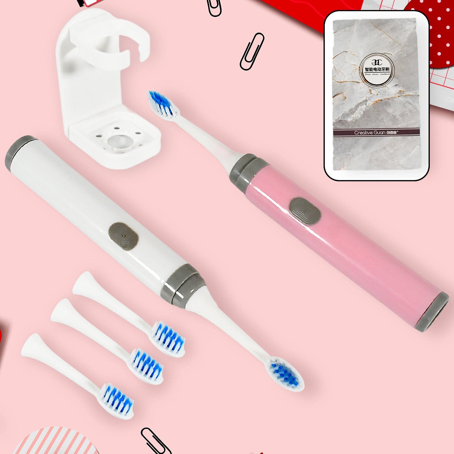 Adult Waterproof Electric Toothbrush Strong Sonic Charging with 4 Toothbrush Head and a toothbrush holder thumbnail 1