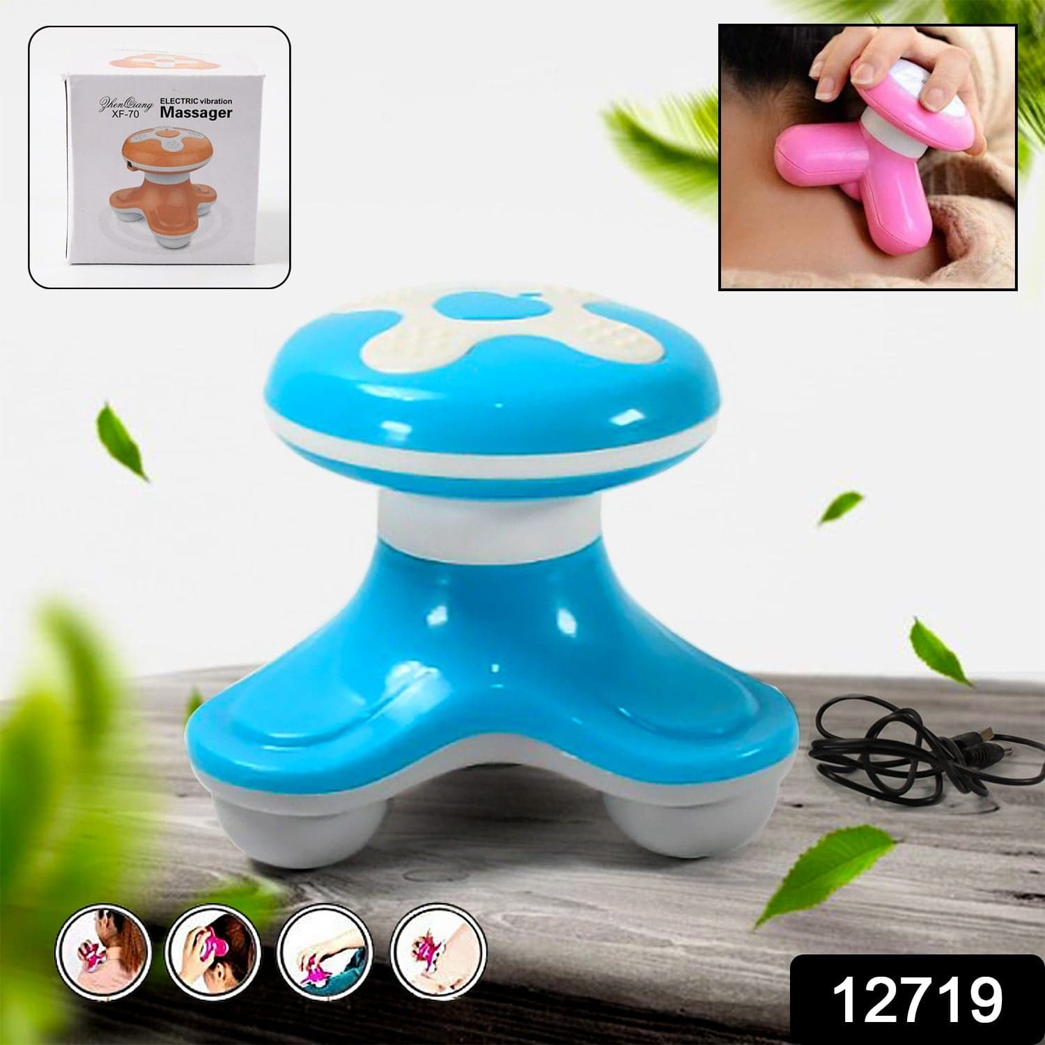 Triangle Usb Mini Massager Of Multifunction, Automatic Switch, Fatigue Relief (1 Pc/ Battery Not Included) thumbnail 2