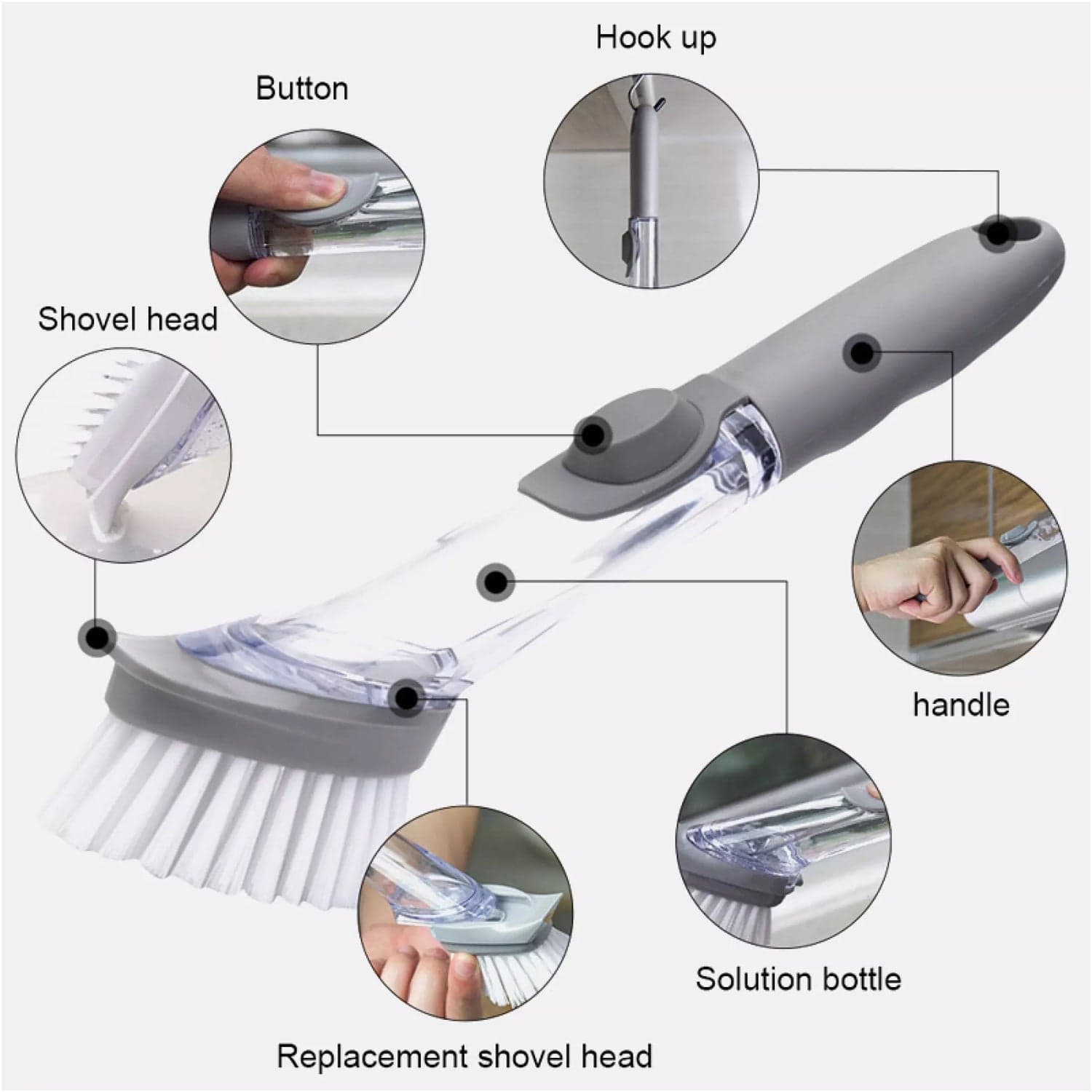 2-in-1 Dishwashing Brush, Long Handle Wash Pot Brush Washing Dish thumbnail 6