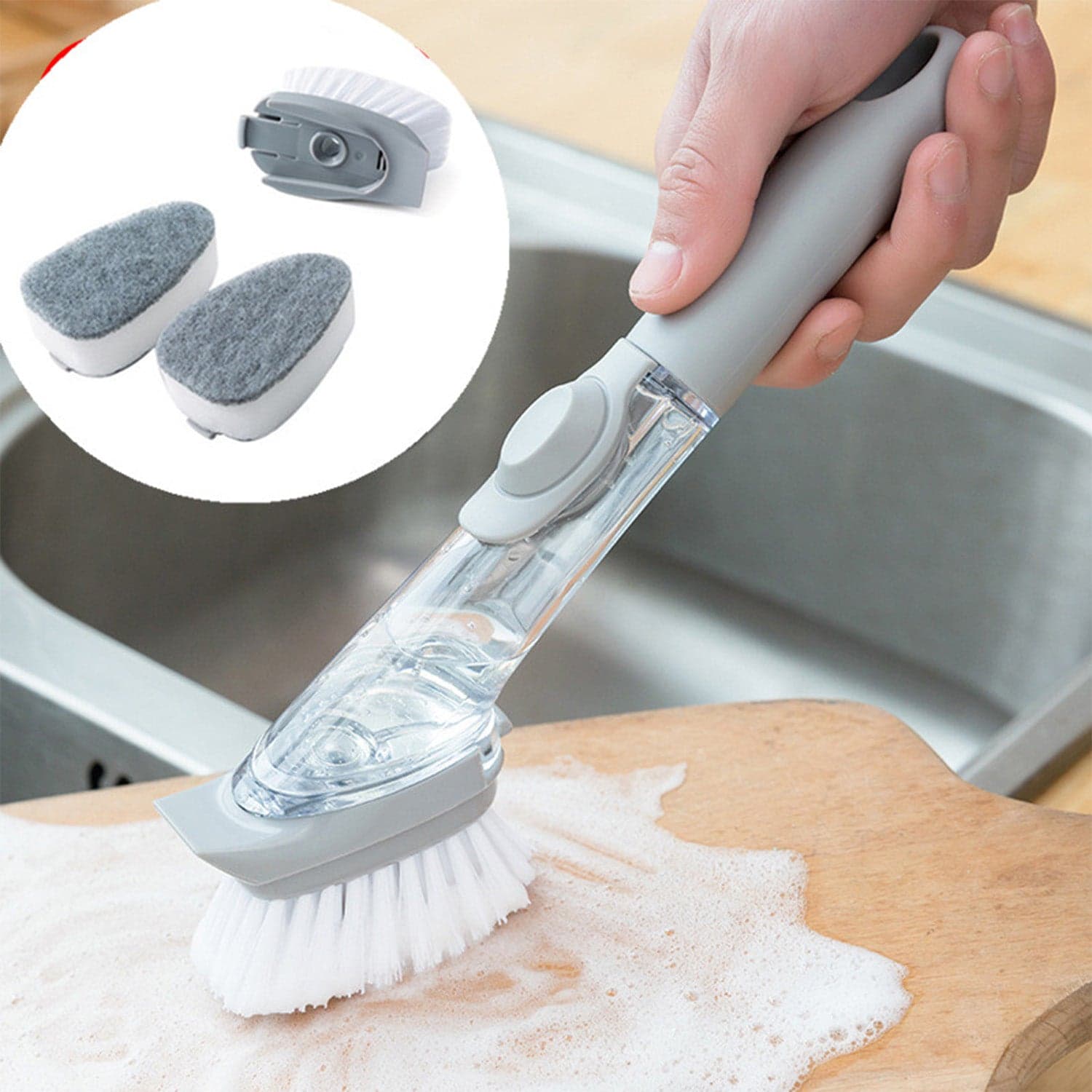 Dish Scrubber With Soap Dispenser thumbnail 3