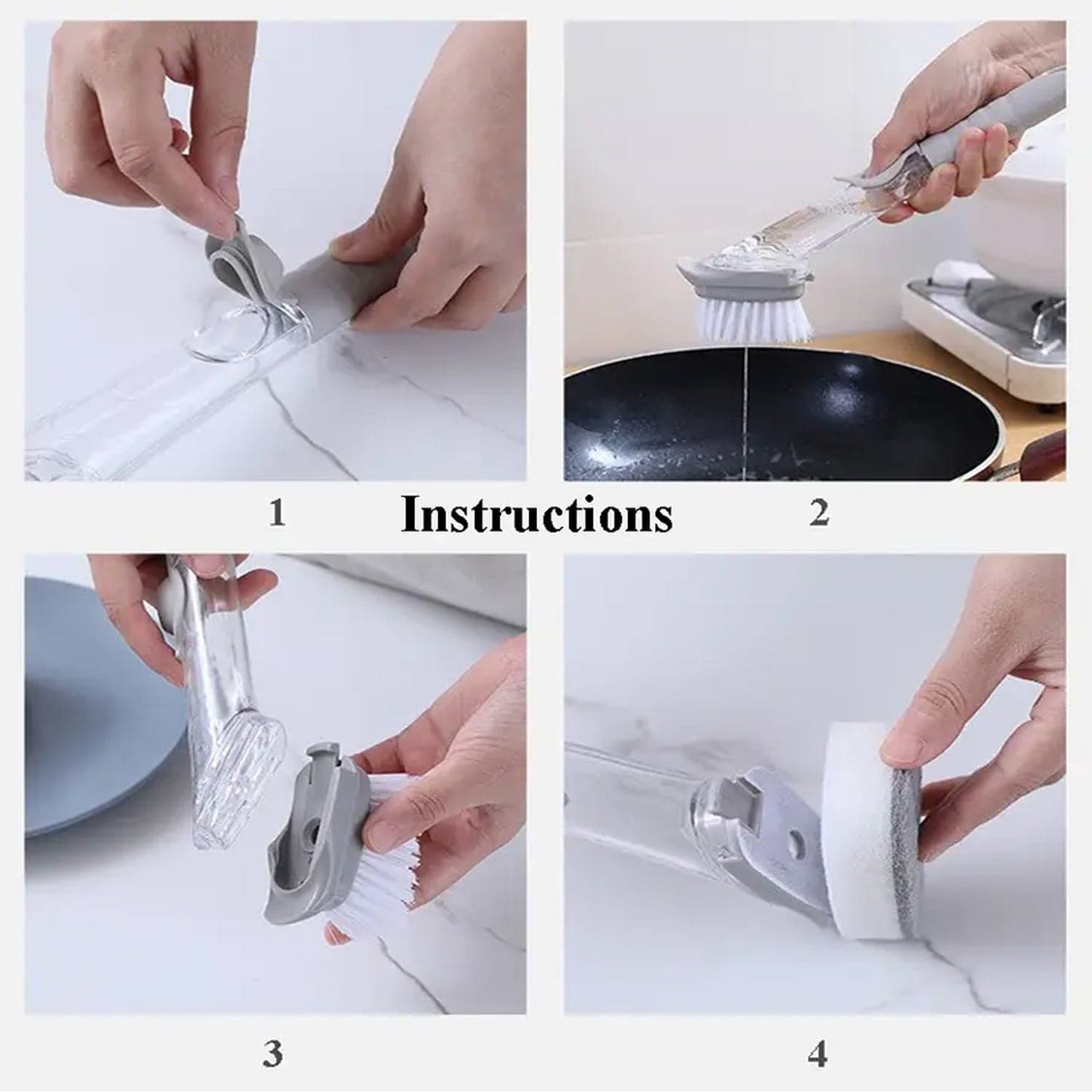 Mix Color Dish Scrubber With Soap Dispenser thumbnail 4