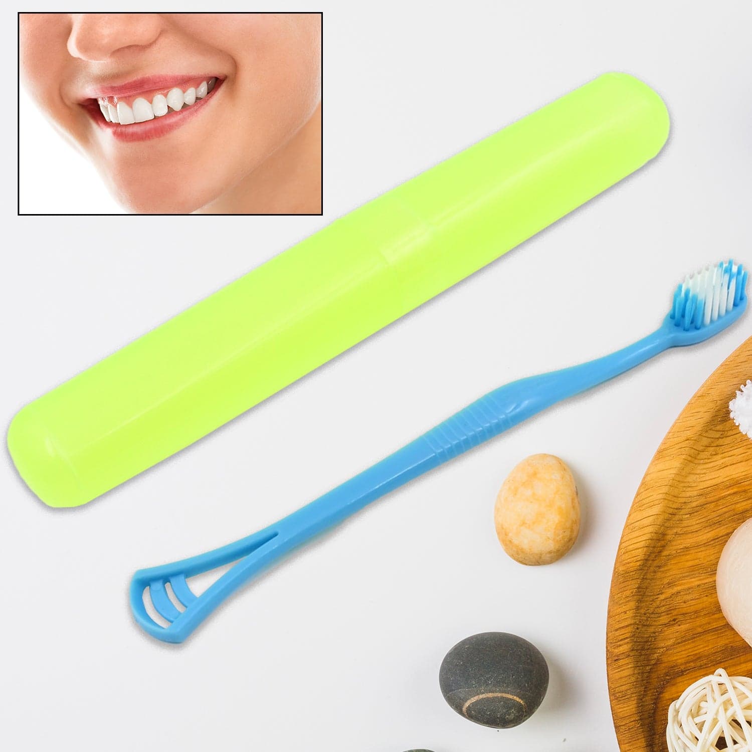 2-in-1 Soft Toothbrush & Tongue Cleaner for All Ages (1 Pc, With Cover) thumbnail 1