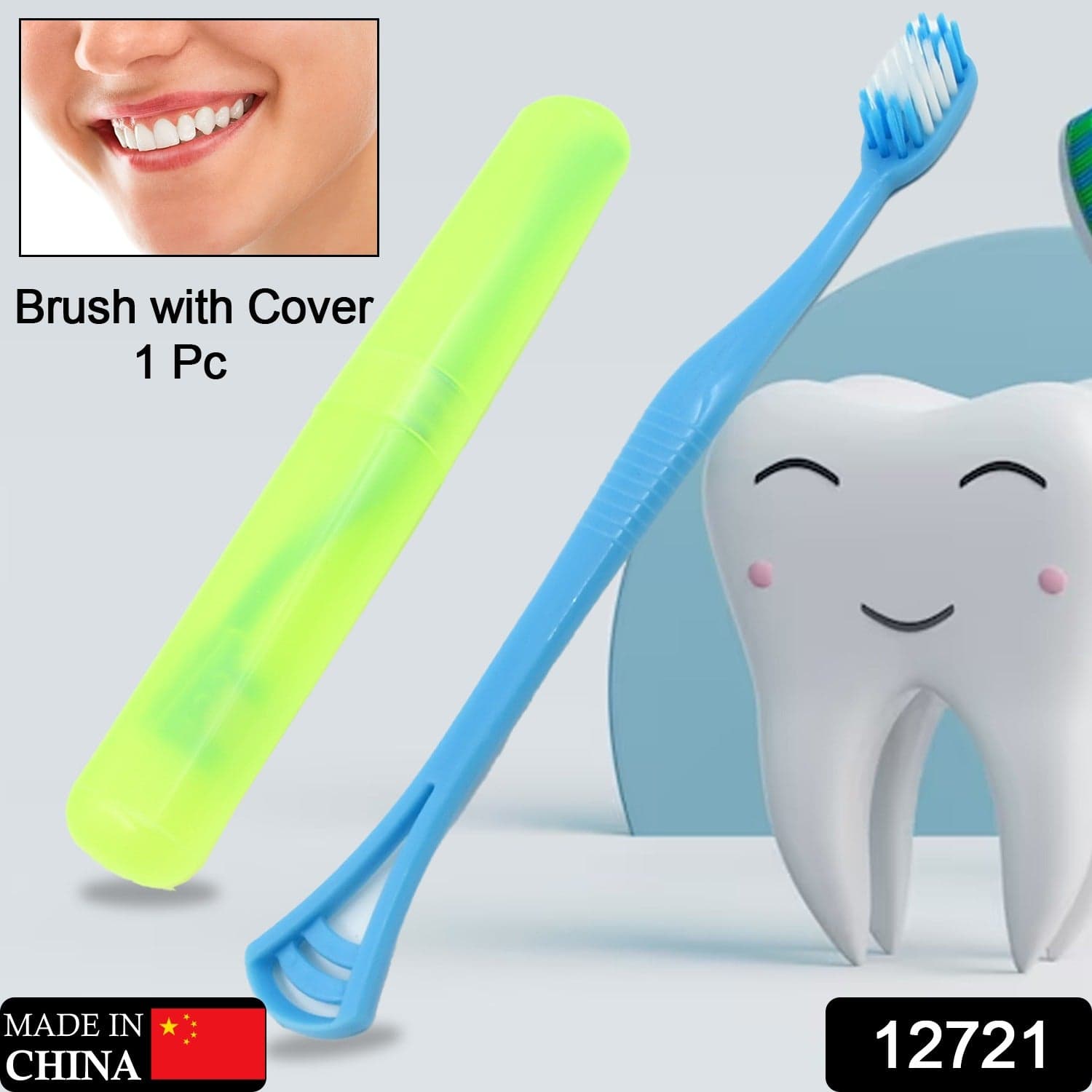 2-in-1 Soft Toothbrush & Tongue Cleaner for All Ages (1 Pc, With Cover) thumbnail 2