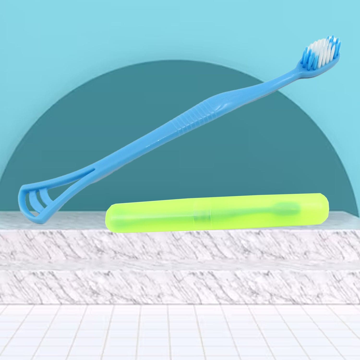 2-in-1 Soft Toothbrush & Tongue Cleaner for All Ages (1 Pc, With Cover) thumbnail 4