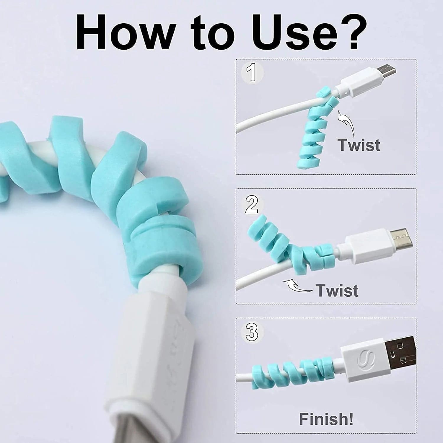 Spiral Charger Cable Protector Data Cable Saver Charging Cords Protective for All Universal Cable Cover (Pack of 10) thumbnail 10