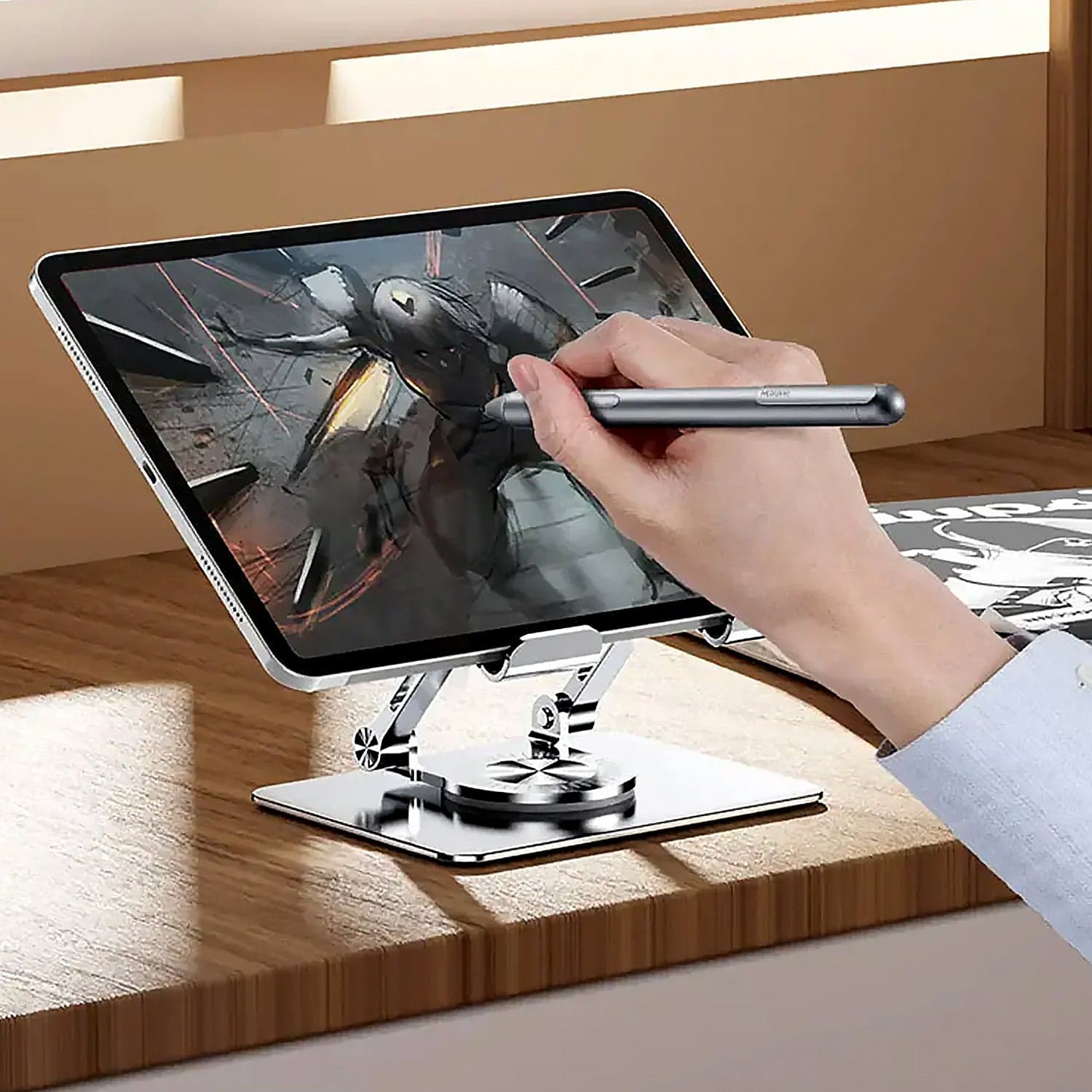 Aluminum Alloy 360°Rotating Bracket, Adjustable Tablet Stand, Portable Foldable Ergonomic Tablet Support thumbnail 3