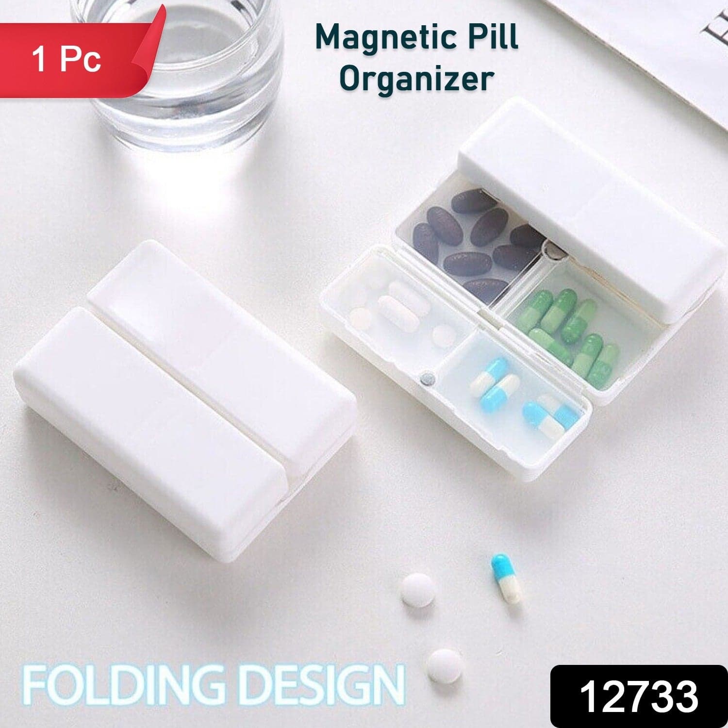 Magnetic Pill Organizer 7 Compartments Portable Pill Case Travel Pill Organizer (1 Pc) thumbnail 2