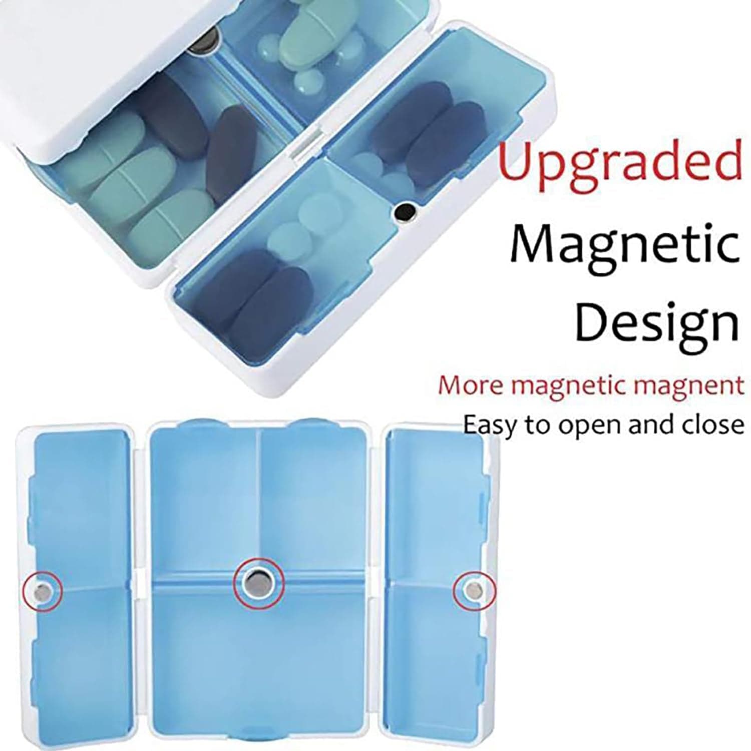 Magnetic Pill Organizer 7 Compartments Portable Pill Case Travel Pill Organizer (1 Pc) thumbnail 6