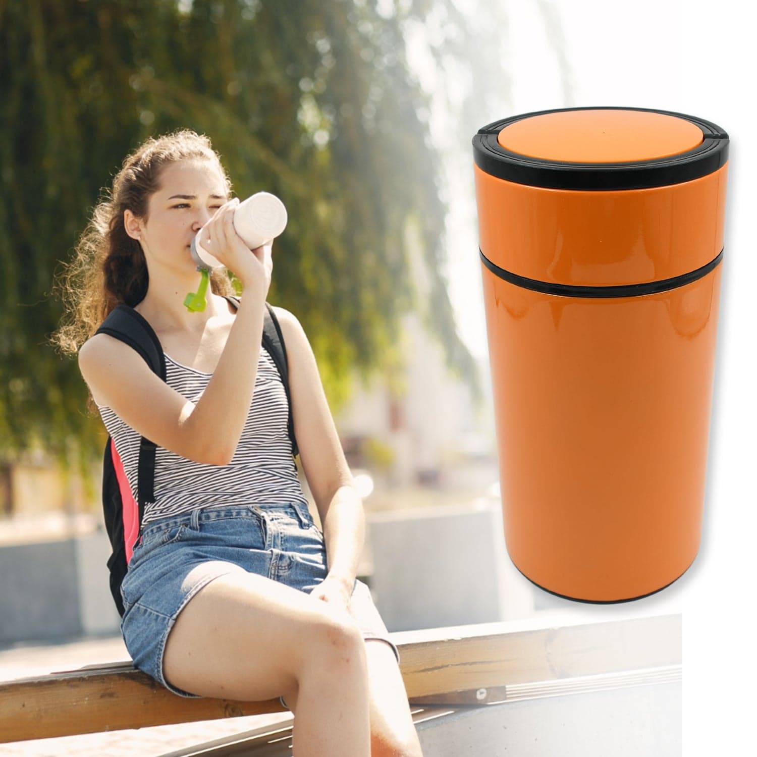 Stainless Steel Water Bottle With Foldable Spoon & Handle Easy To Carry thumbnail 6